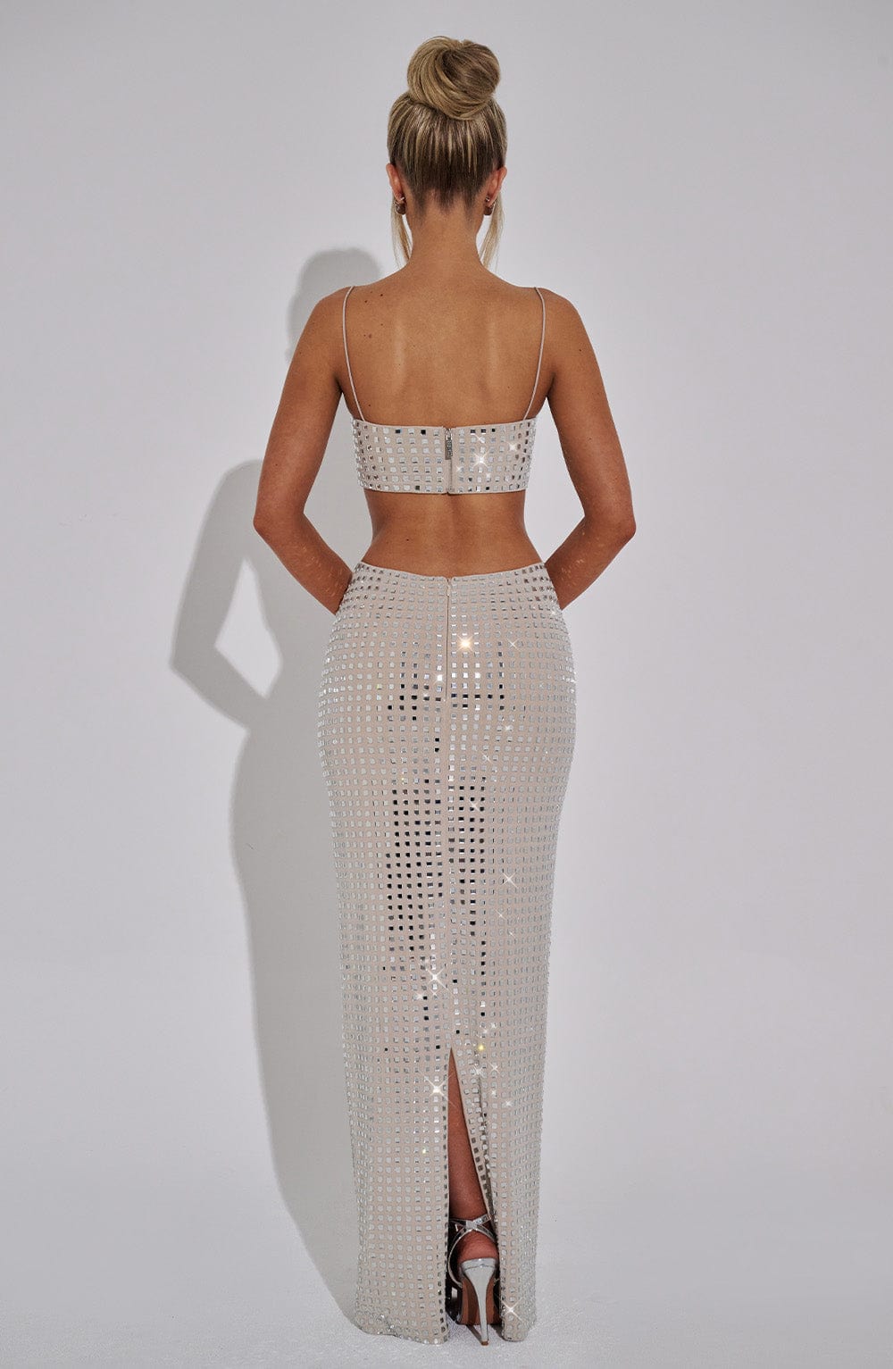 Flourenne Dimetta Maxi Skirt in Nude