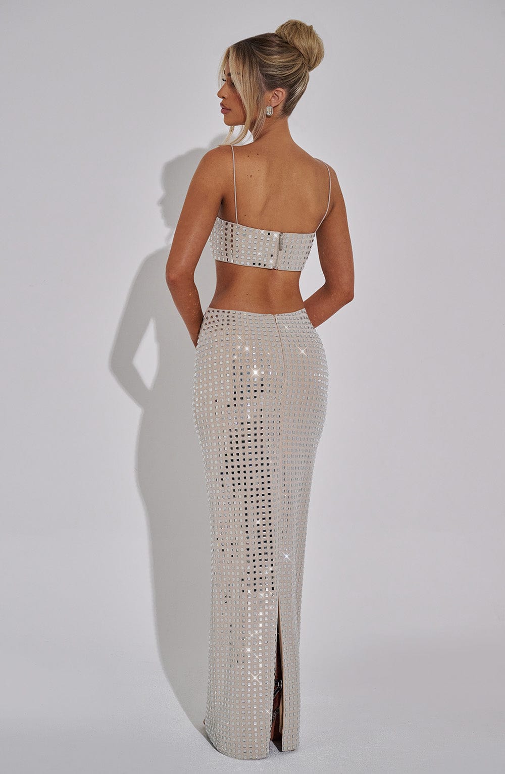 Flourenne Dimetta Maxi Skirt in Nude