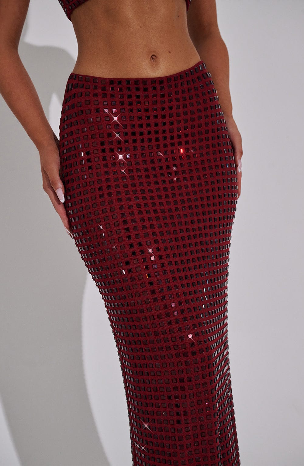 Flourenne Dimetta Maxi Skirt in Wine