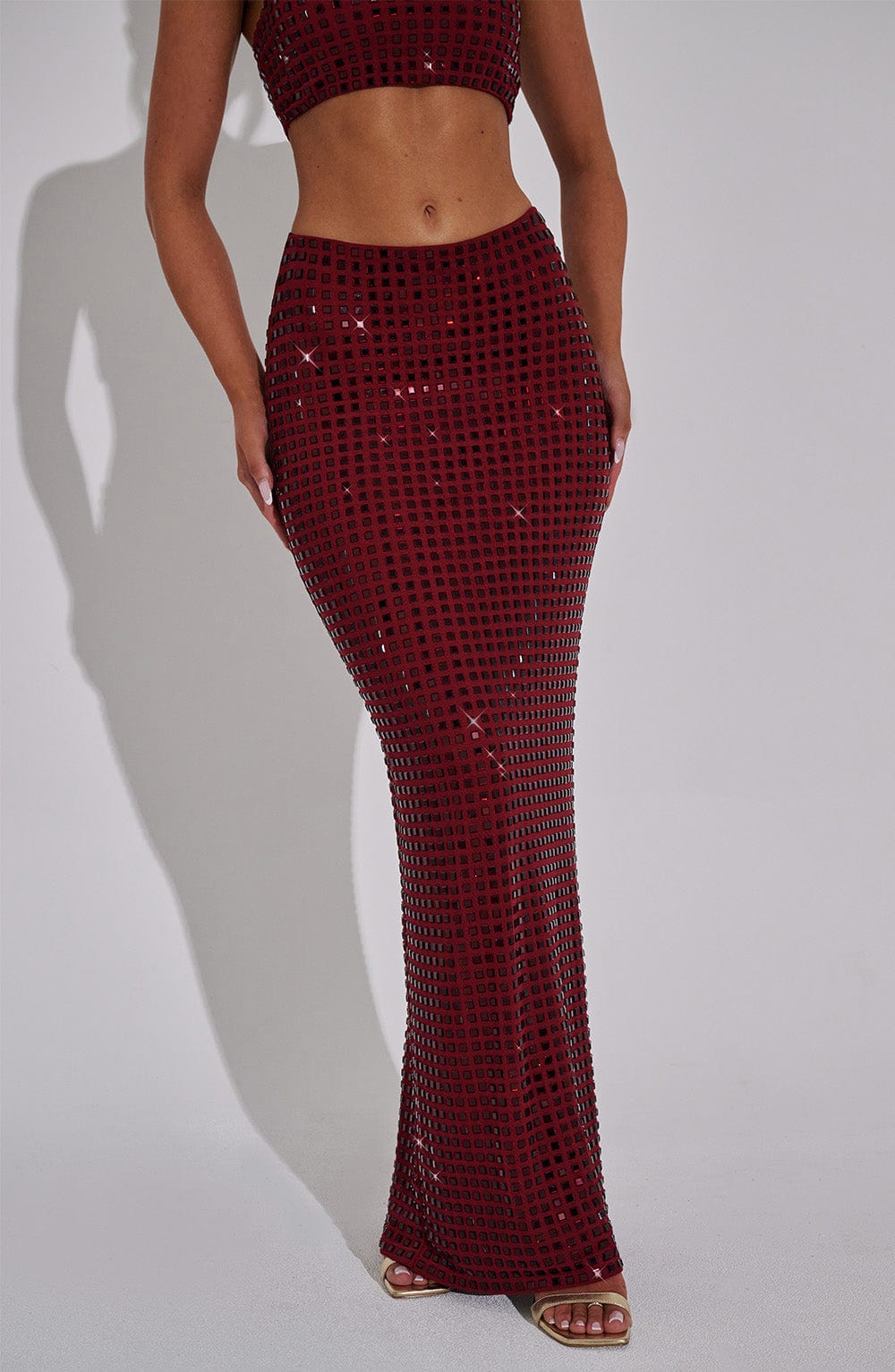 Flourenne Dimetta Maxi Skirt in Wine