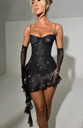 Flourenne Dixiana Mini Dress in Black Sparkle