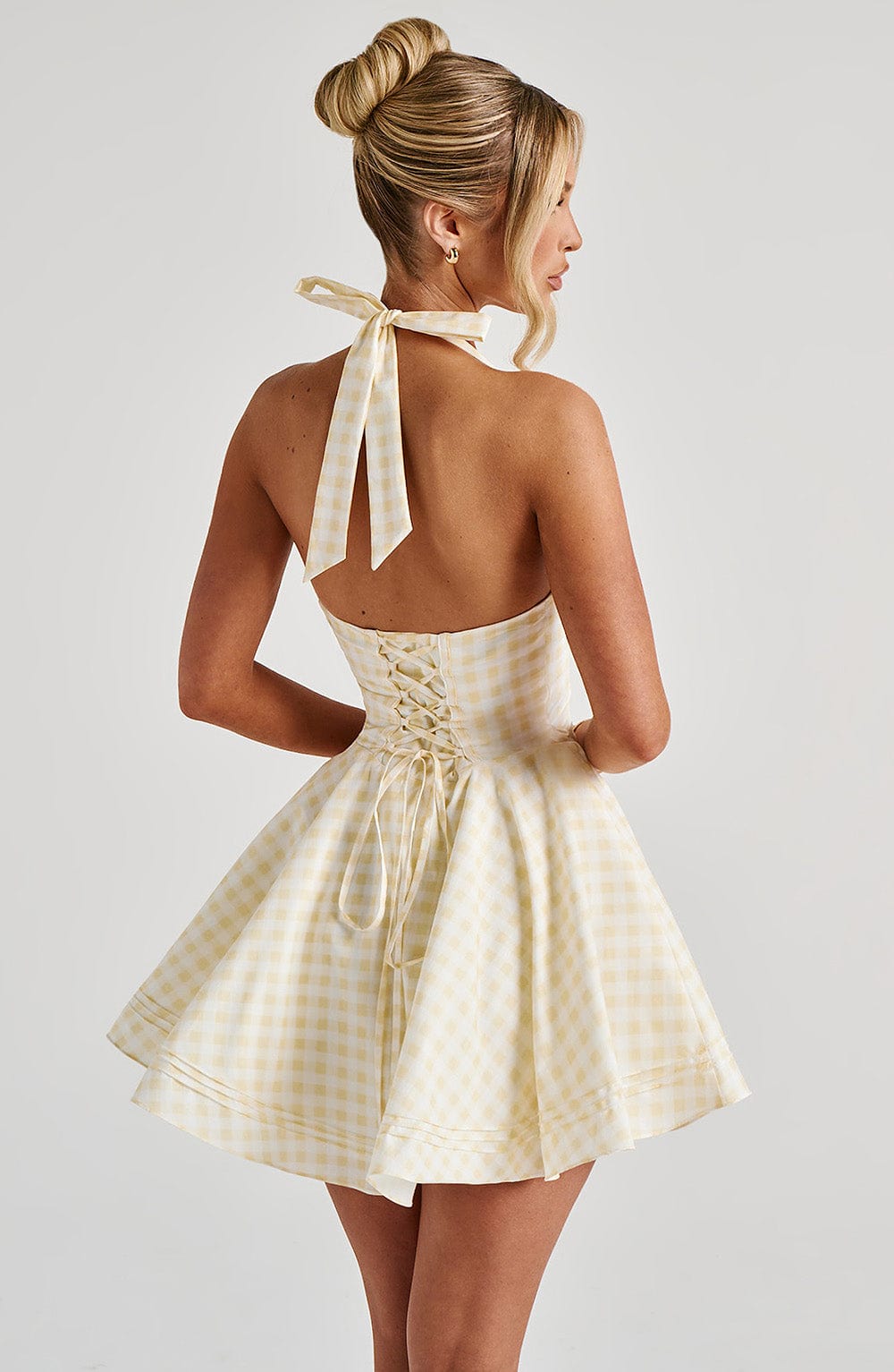 Flourenne Doriane Mini Dress in Lemon Gingham