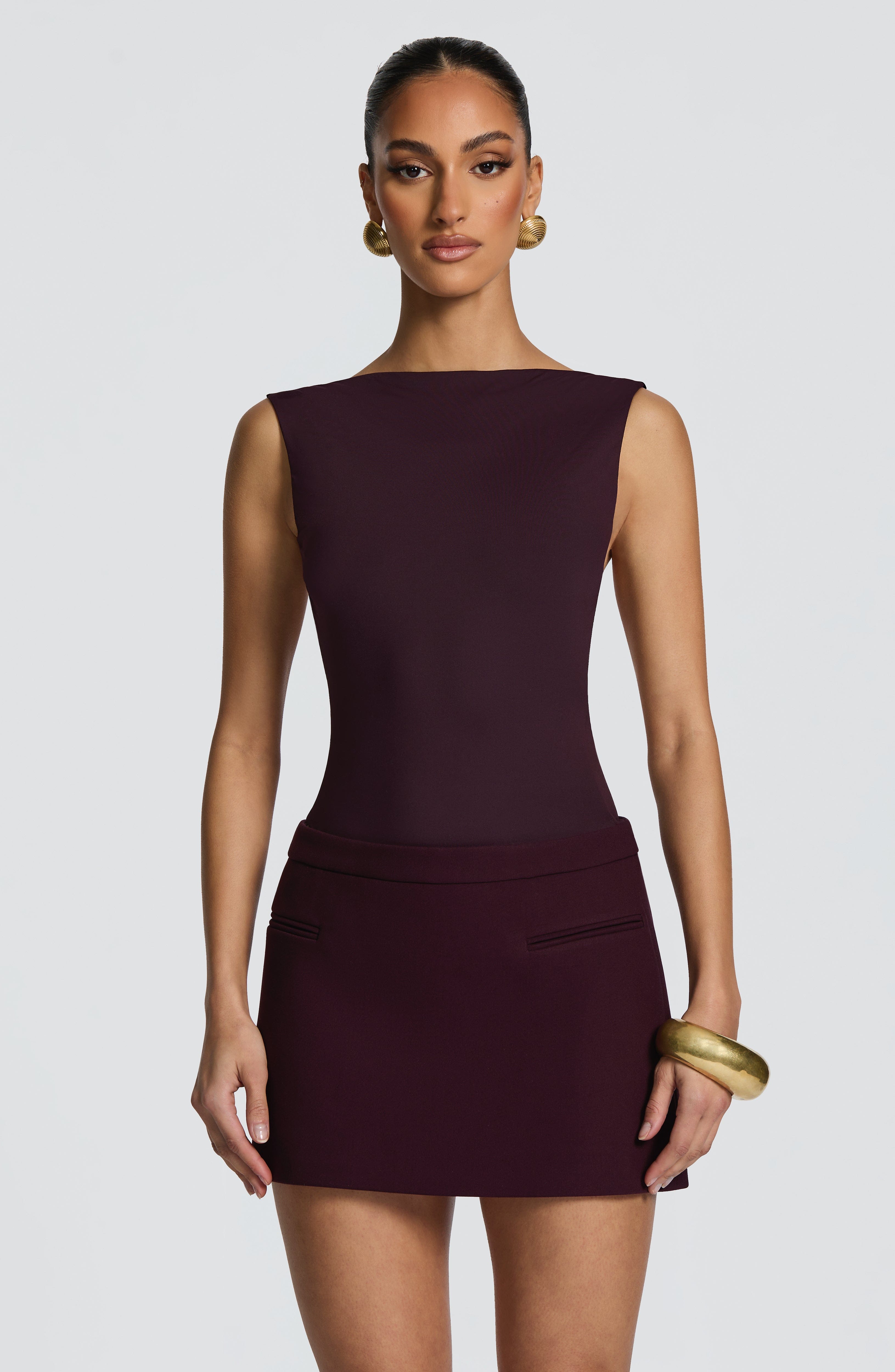 Flourenne Edana Mini Skirt in Plum