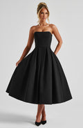 Flourenne Editha Midi Dress in Black