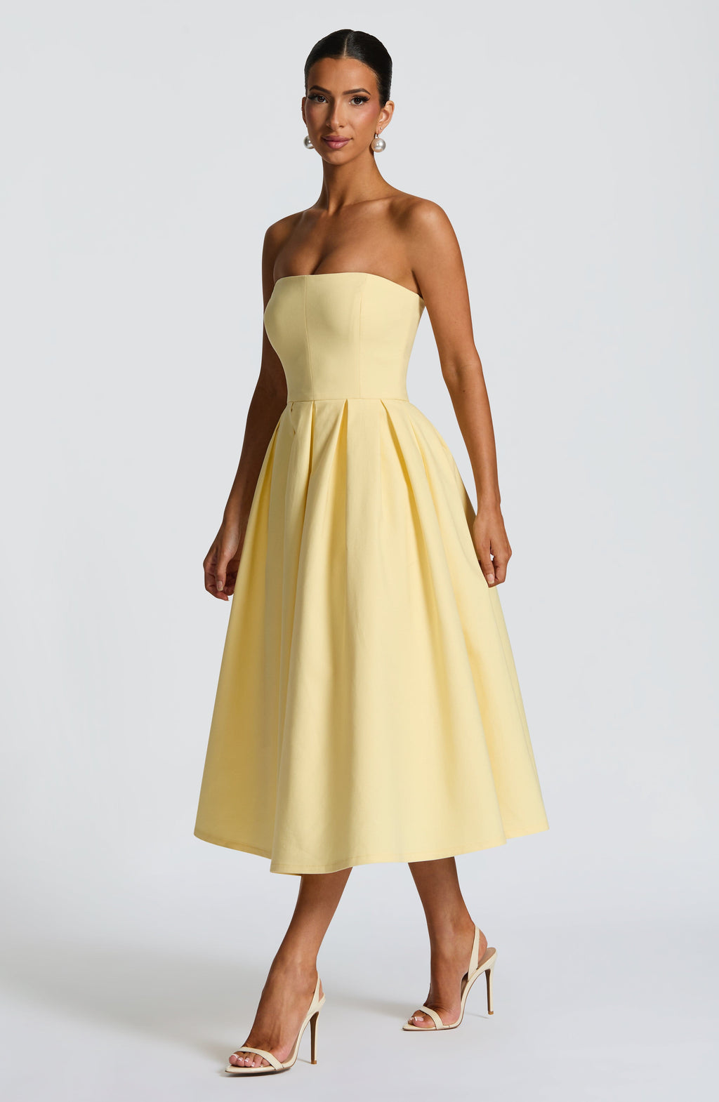 Flourenne Editha Midi Dress in Lemon