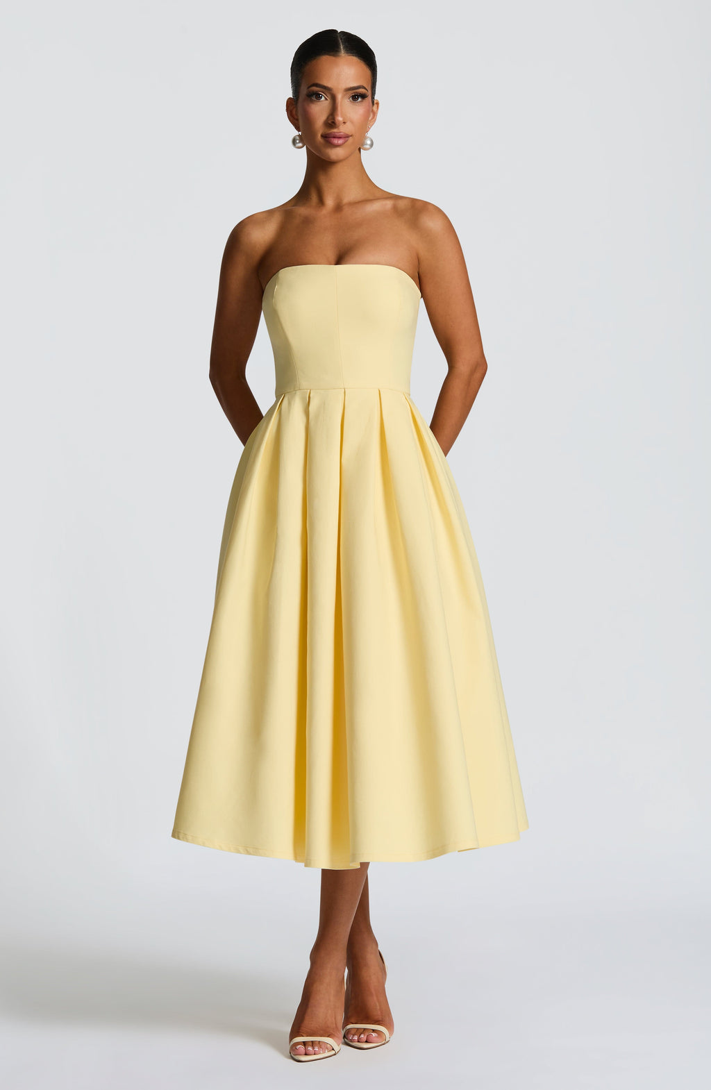 Flourenne Editha Midi Dress in Lemon