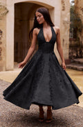 Flourenne Effina Midi Dress in Black