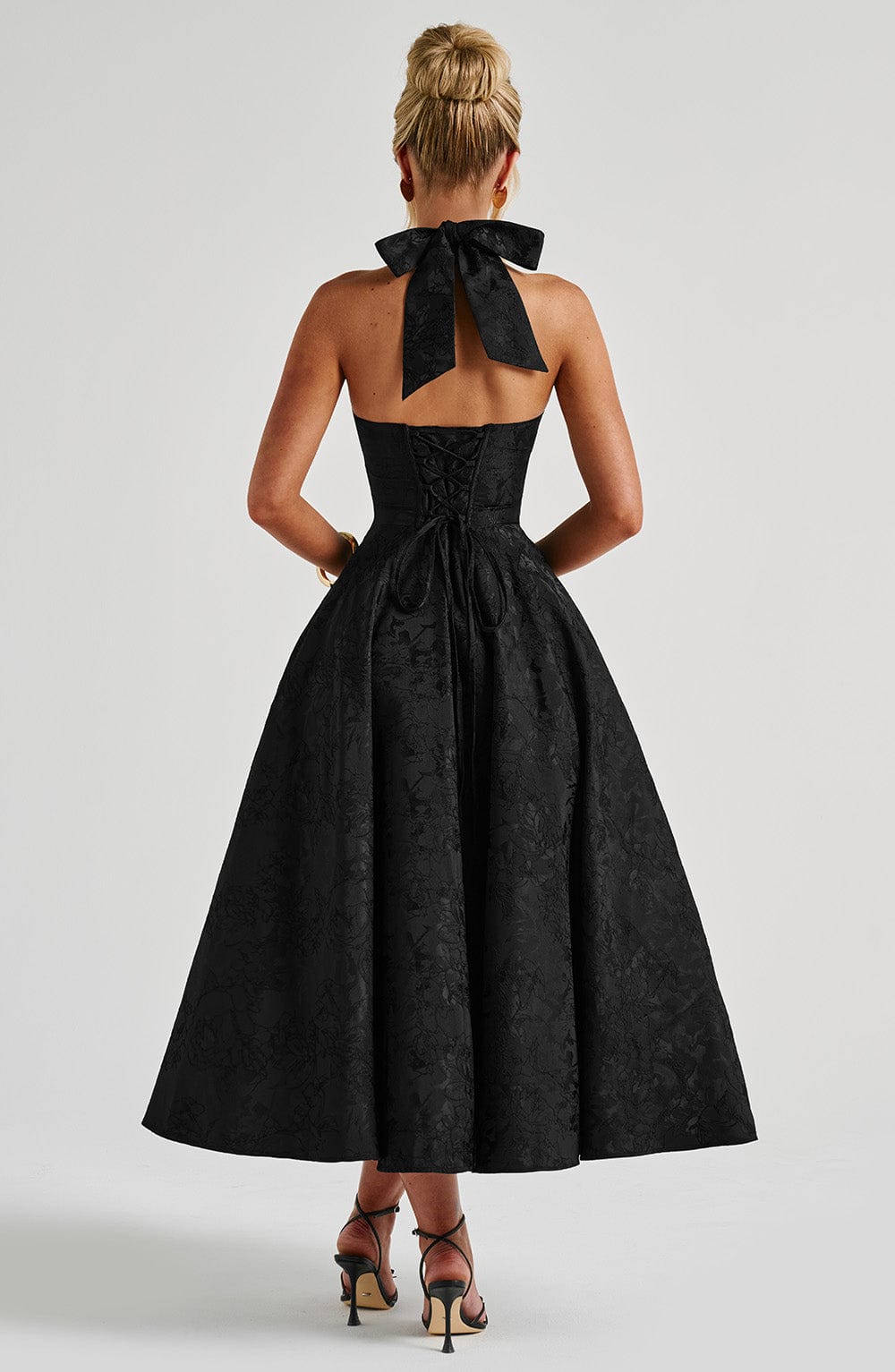 Flourenne Effina Midi Dress in Black
