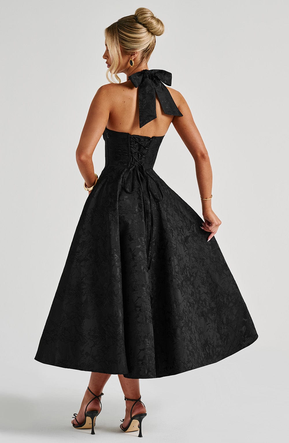 Flourenne Effina Midi Dress in Black