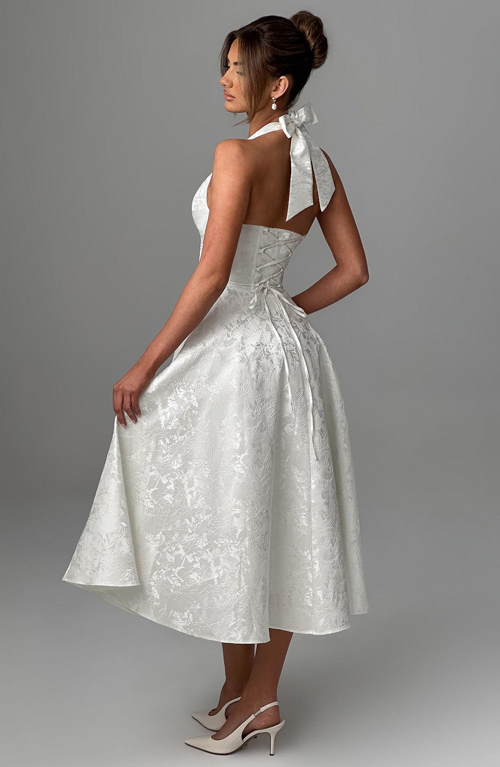 Flourenne Effina Midi Dress in Ivory