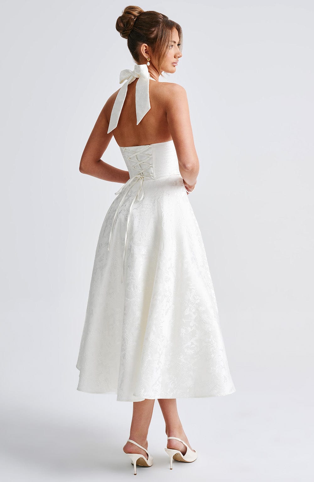 Flourenne Effina Midi Dress in Ivory