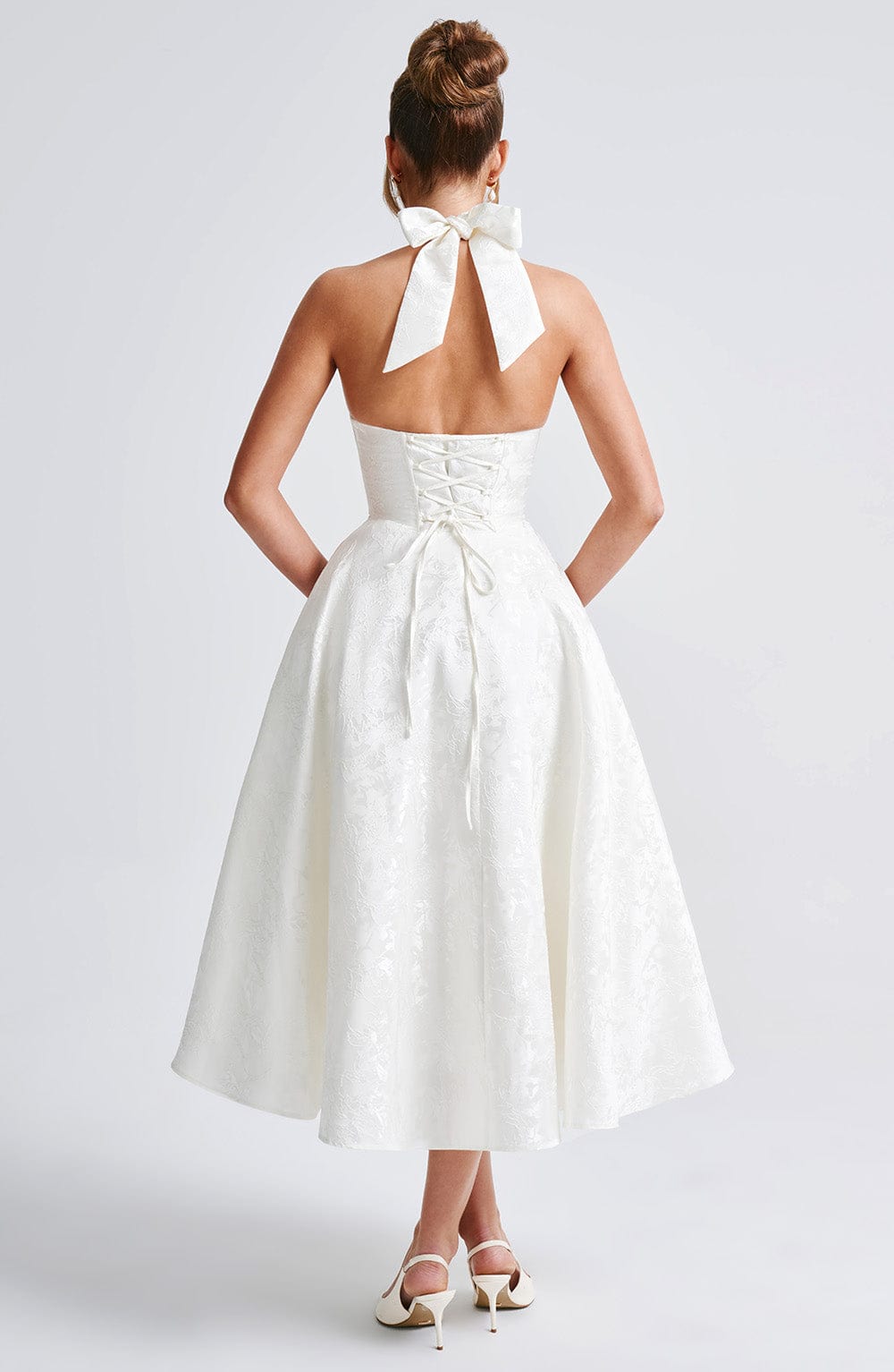 Flourenne Effina Midi Dress in Ivory