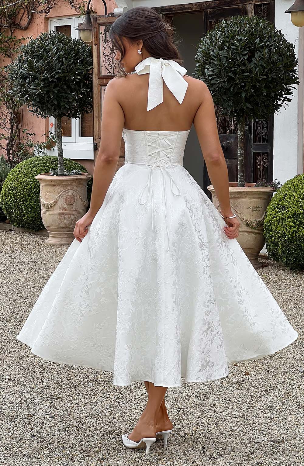 Flourenne Effina Midi Dress in Ivory