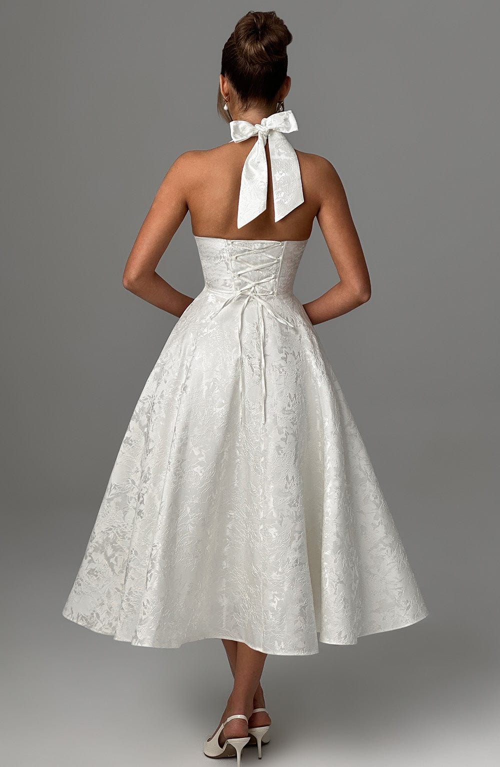Flourenne Effina Midi Dress in Ivory