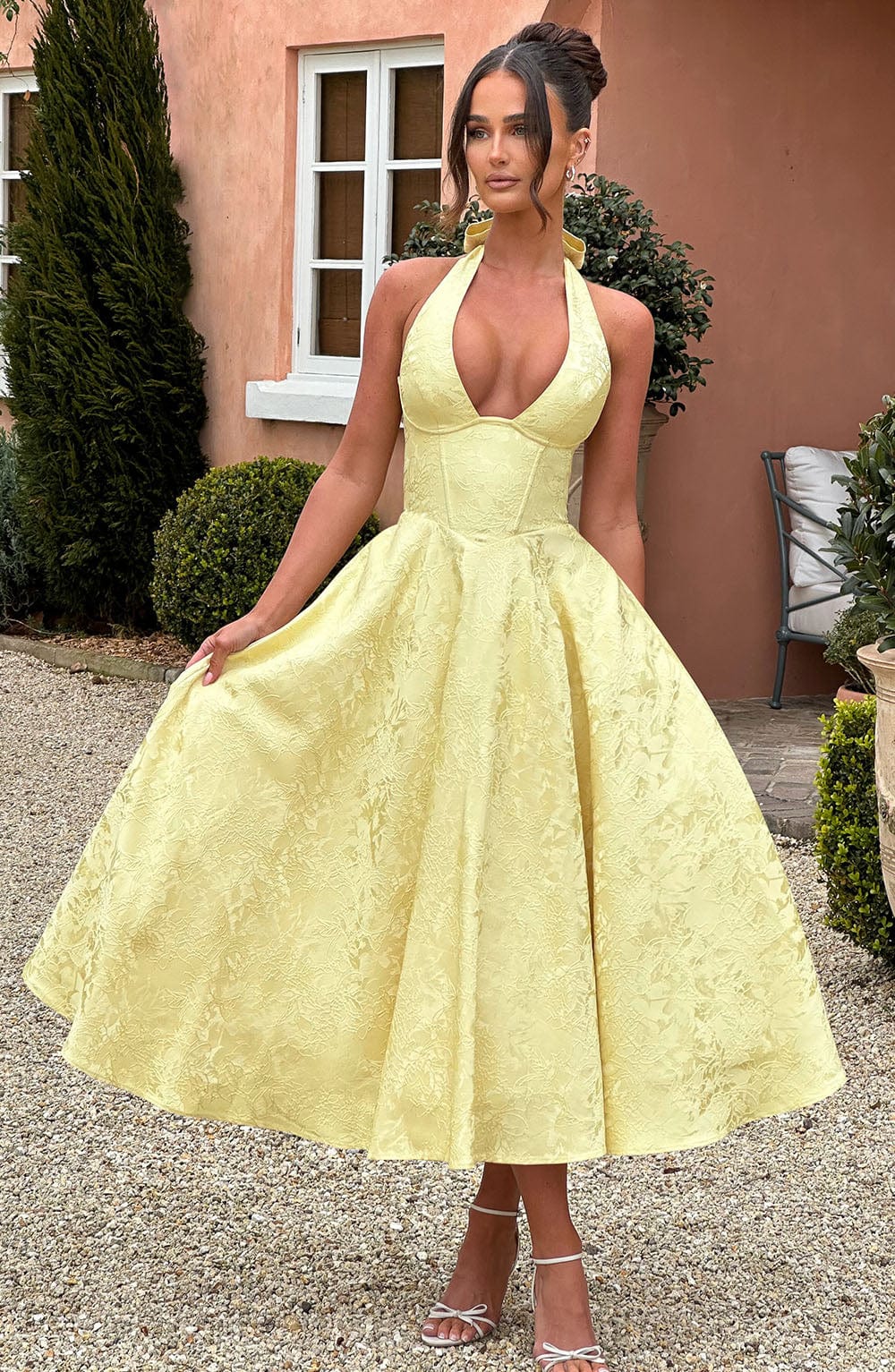 Flourenne Effina Midi Dress in Lemon