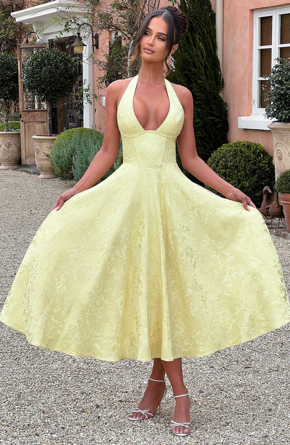 Flourenne Effina Midi Dress in Lemon