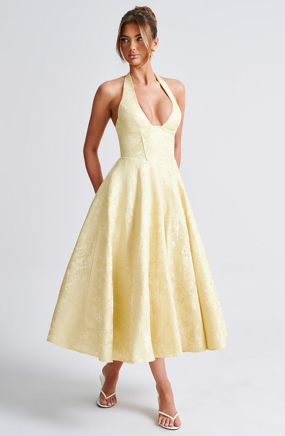 Flourenne Effina Midi Dress in Lemon