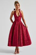 Flourenne Effina Midi Dress in Red