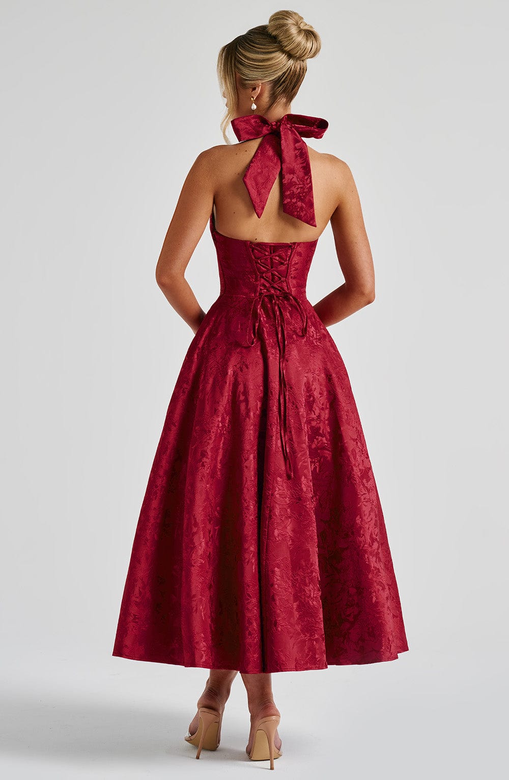 Flourenne Effina Midi Dress in Red