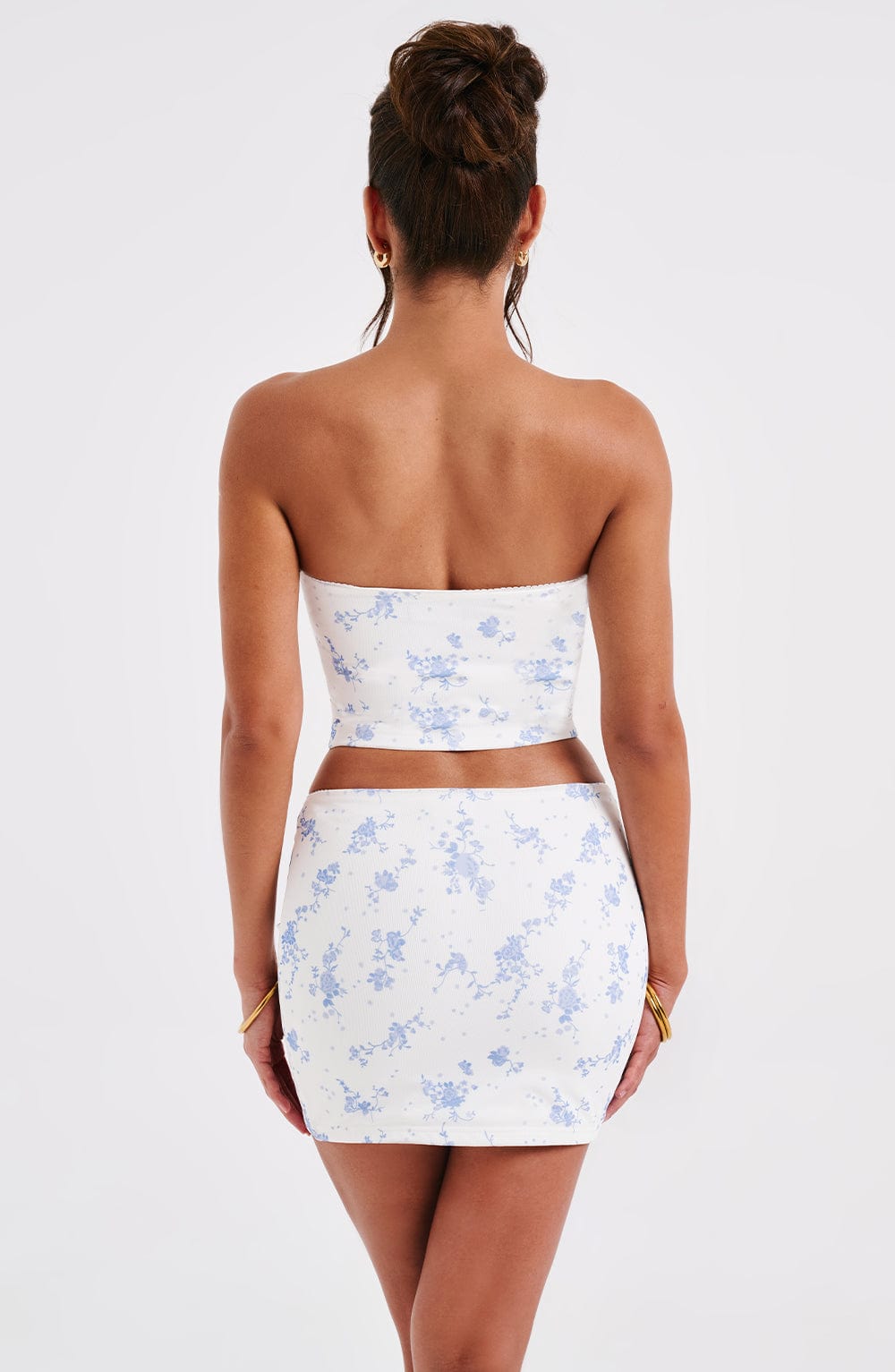Flourenne Esmirelle Mini Skirt in Blue Ditsy Print