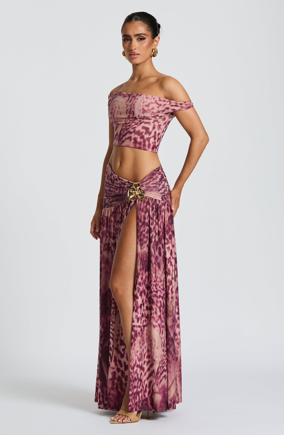 Flourenne Evana Top in Magenta Orchid Print