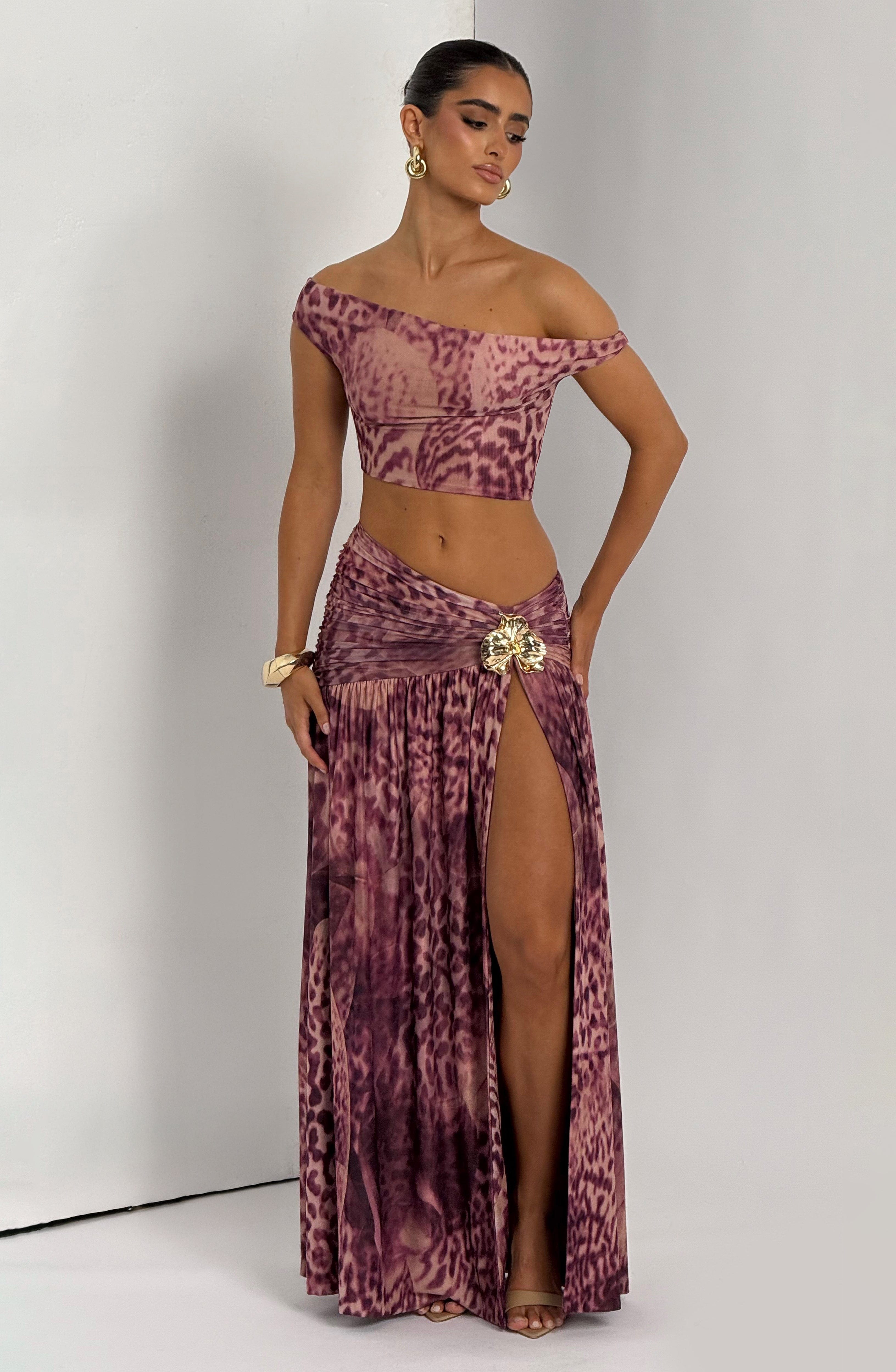 Flourenne Evana Top in Magenta Orchid Print