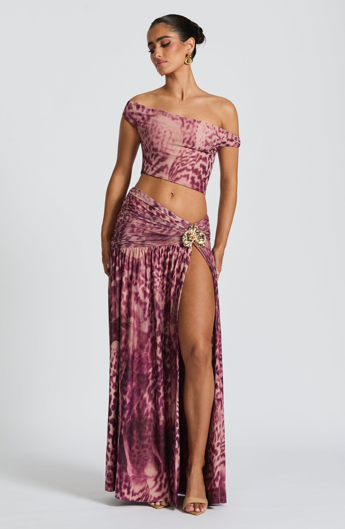 Flourenne Evana Top in Magenta Orchid Print