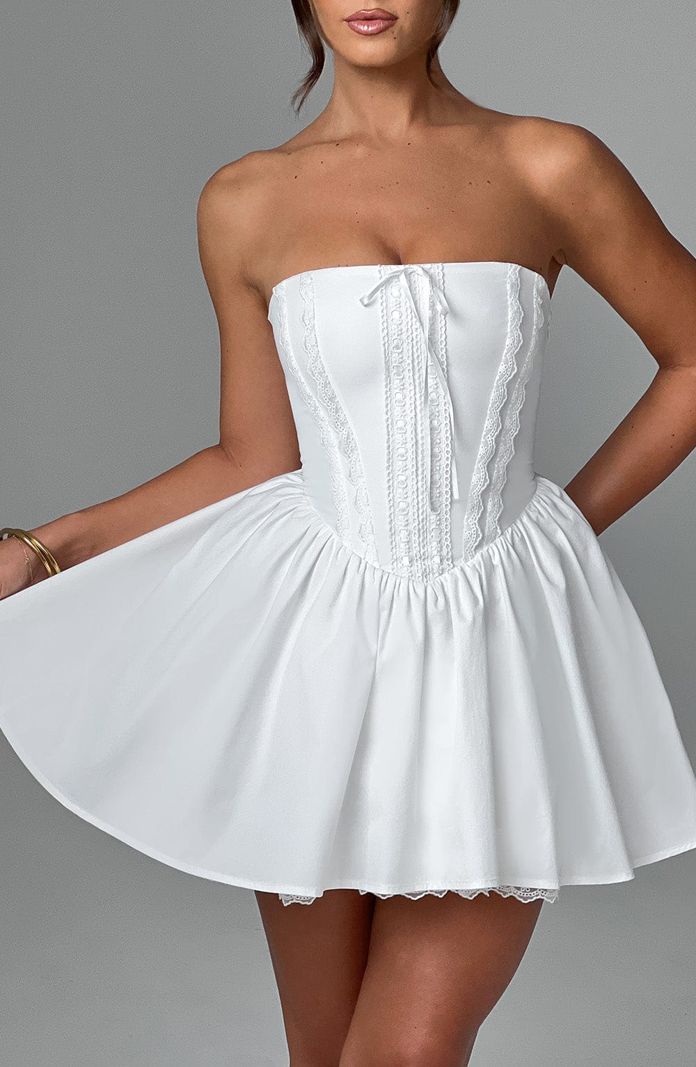 Flourenne Evienne Mini Dress in Ivory