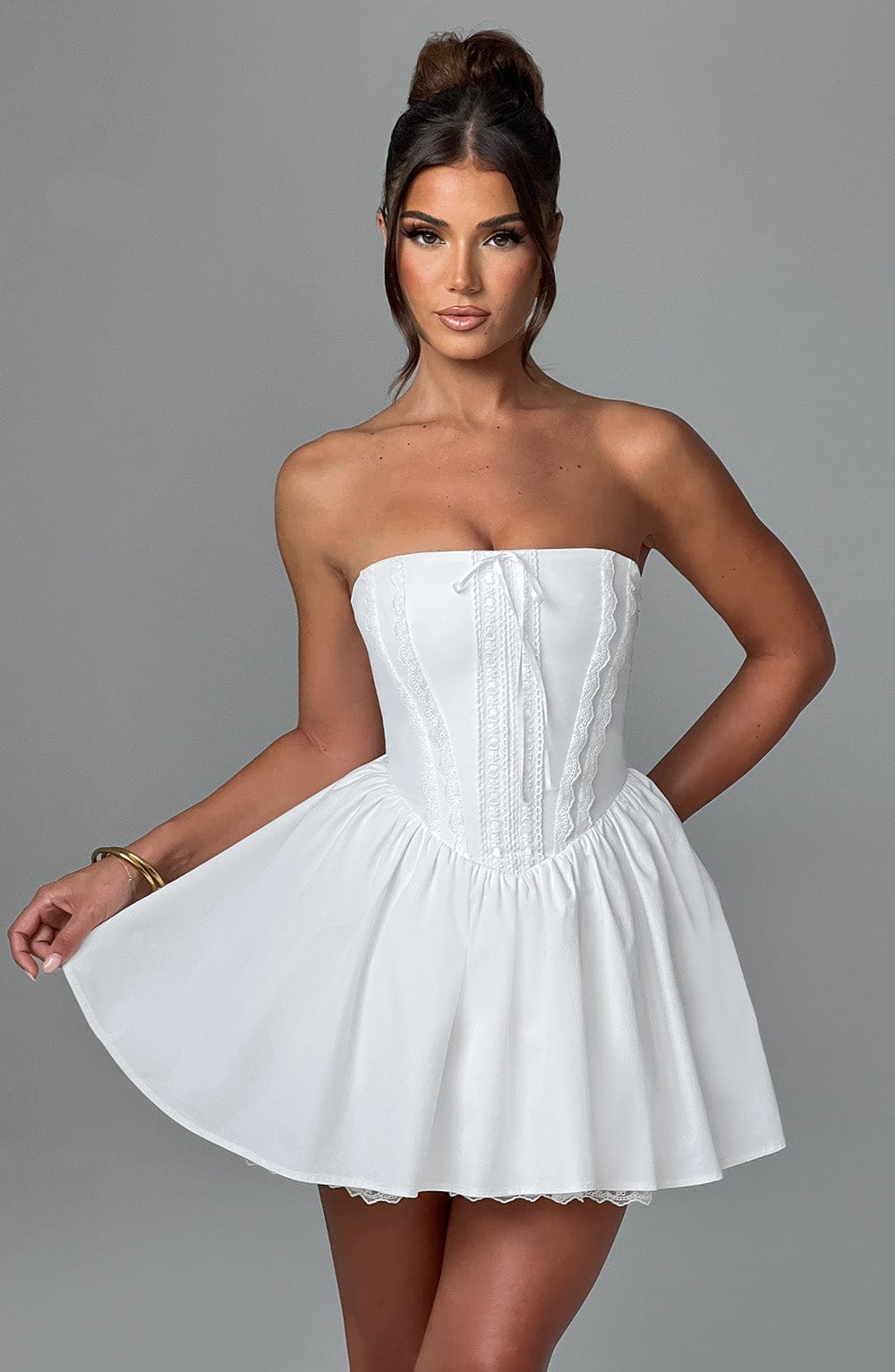 Flourenne Evienne Mini Dress in Ivory