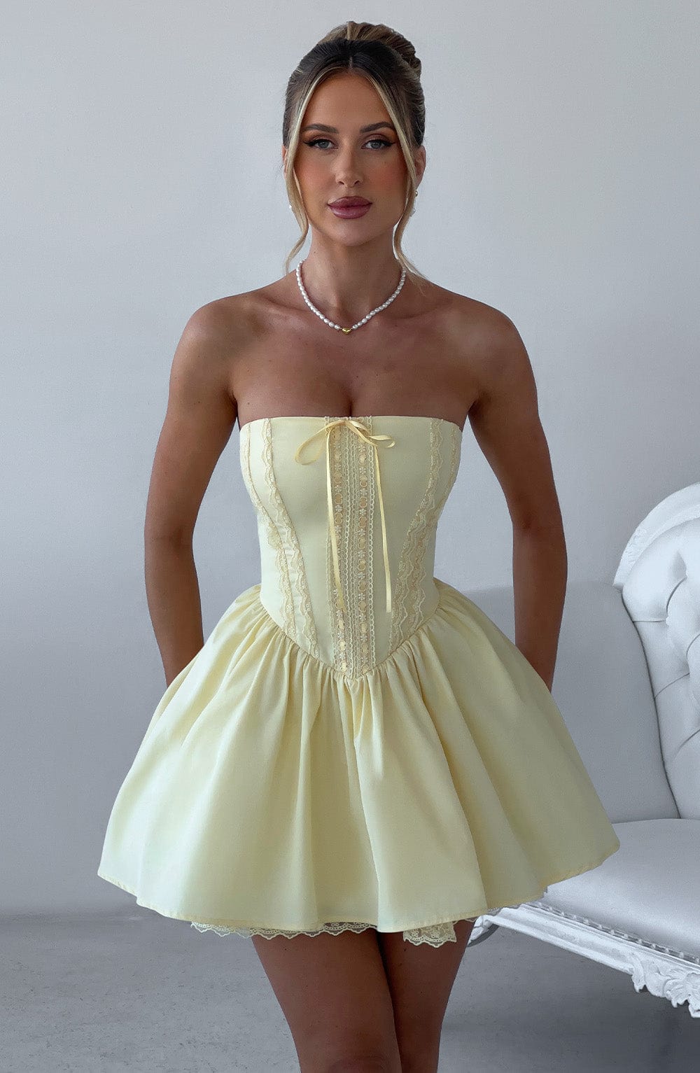 Flourenne Evienne Mini Dress in Lemon