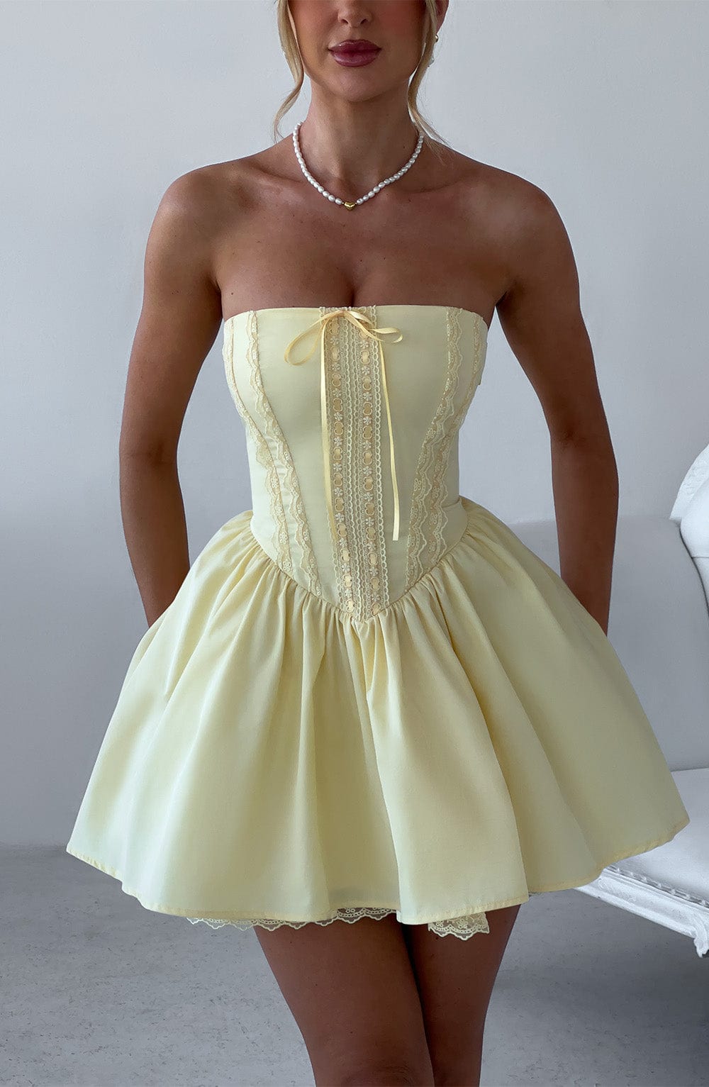 Flourenne Evienne Mini Dress in Lemon