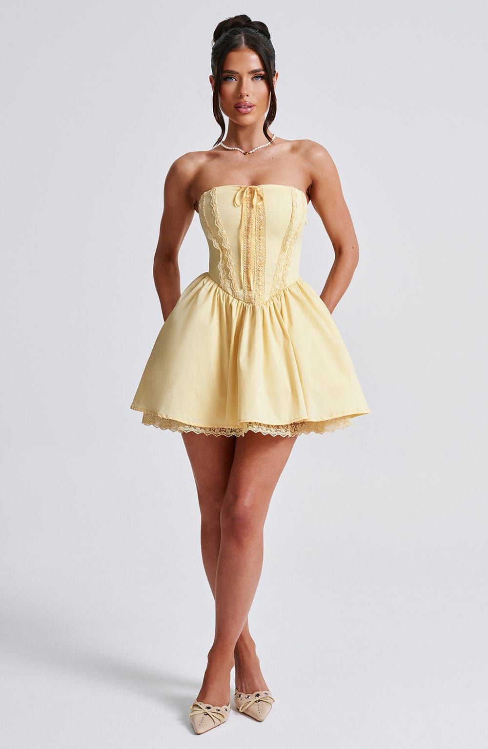Flourenne Evienne Mini Dress in Lemon