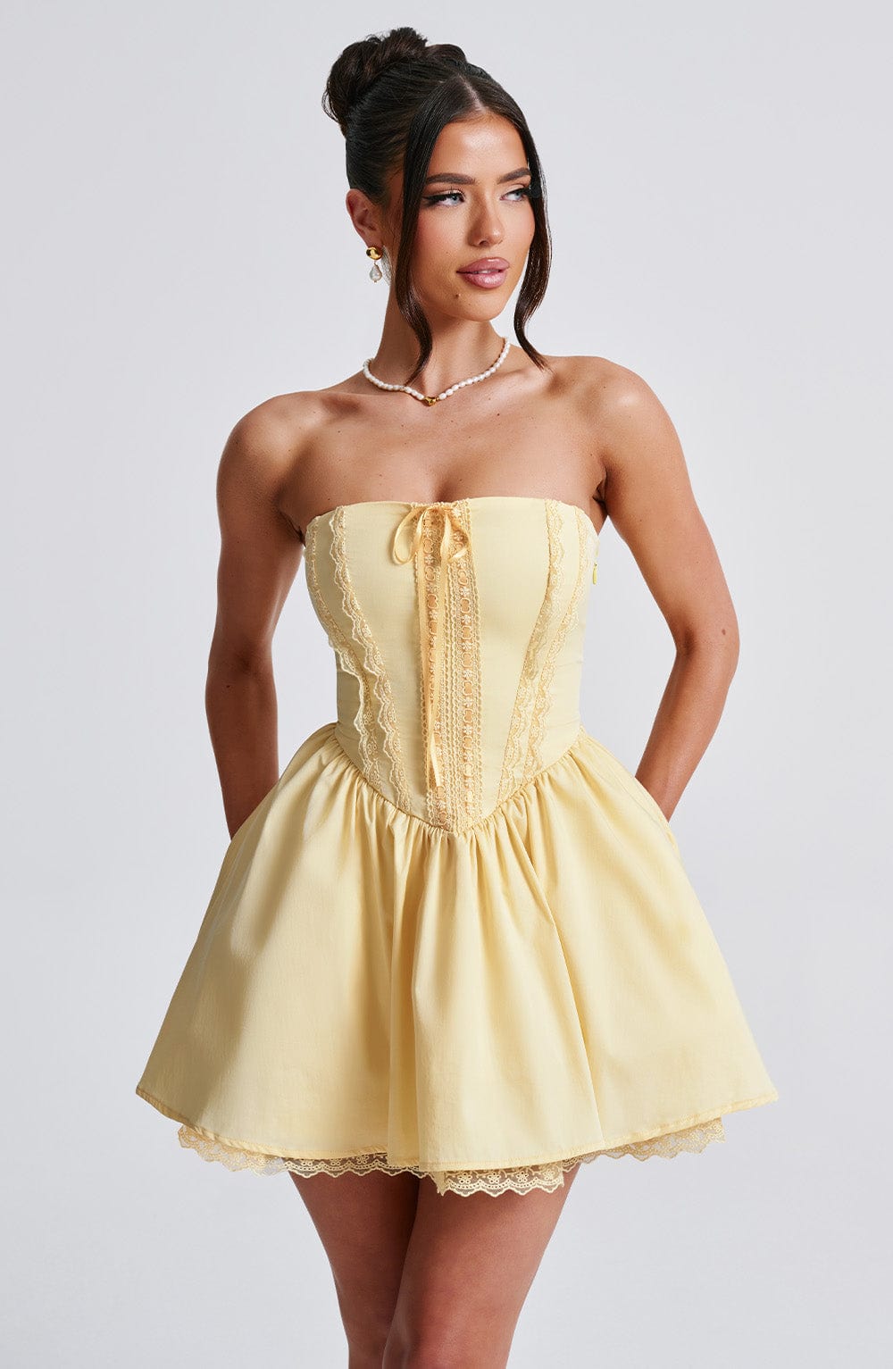 Flourenne Evienne Mini Dress in Lemon