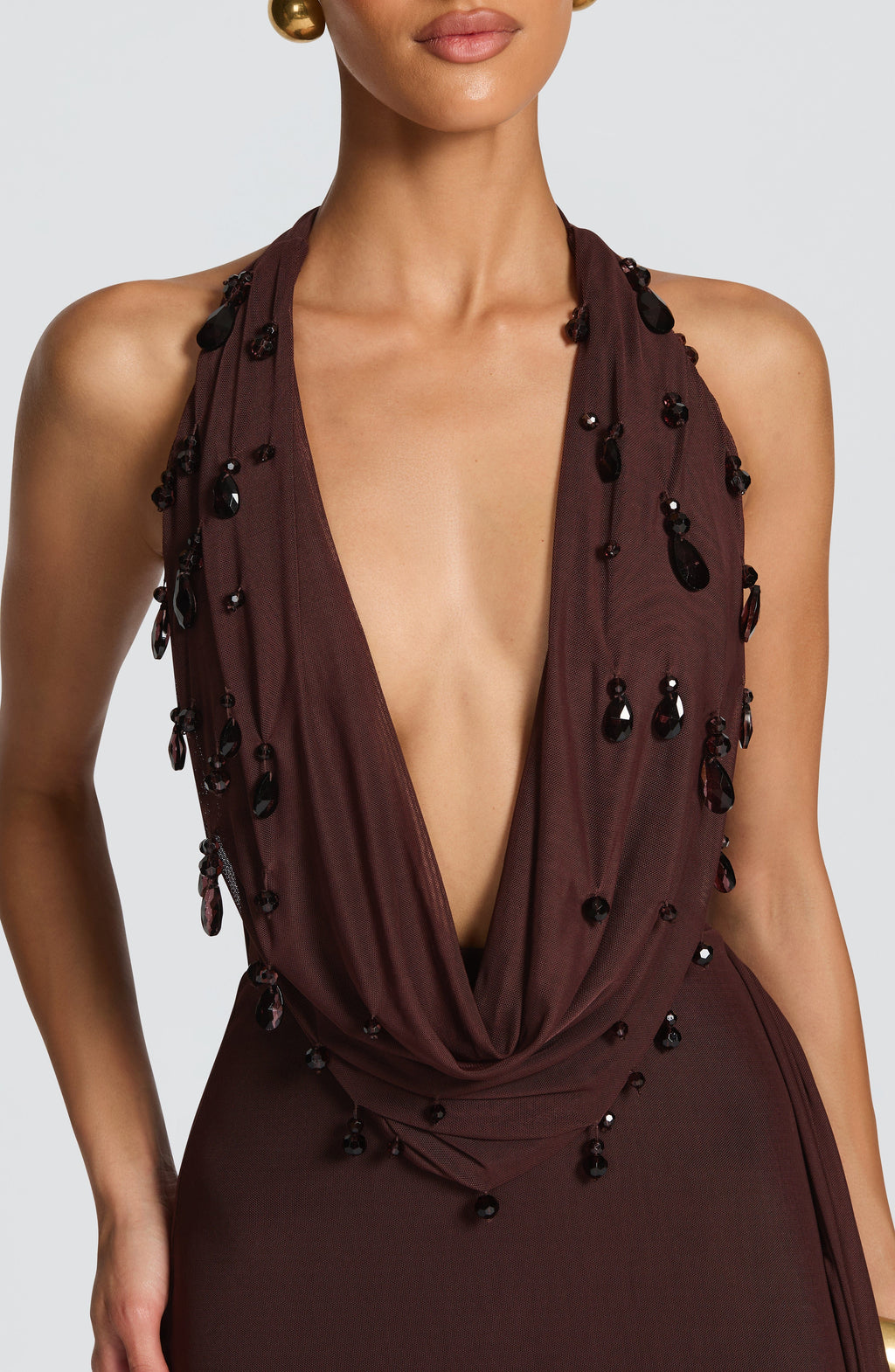 Flourenne Fabiana Maxi Dress in Plum Brown