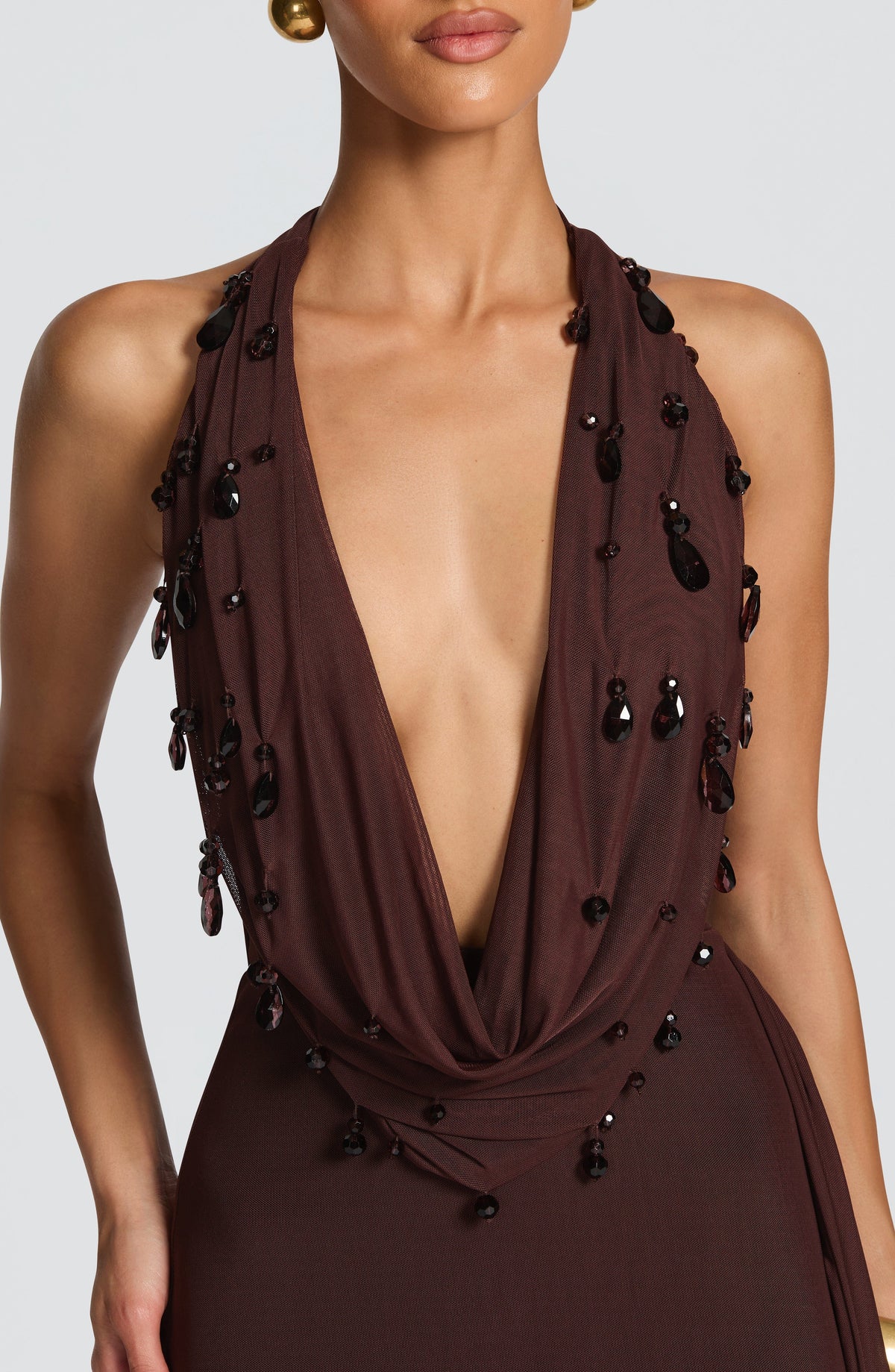 Flourenne Fabiana Maxi Dress in Plum Brown