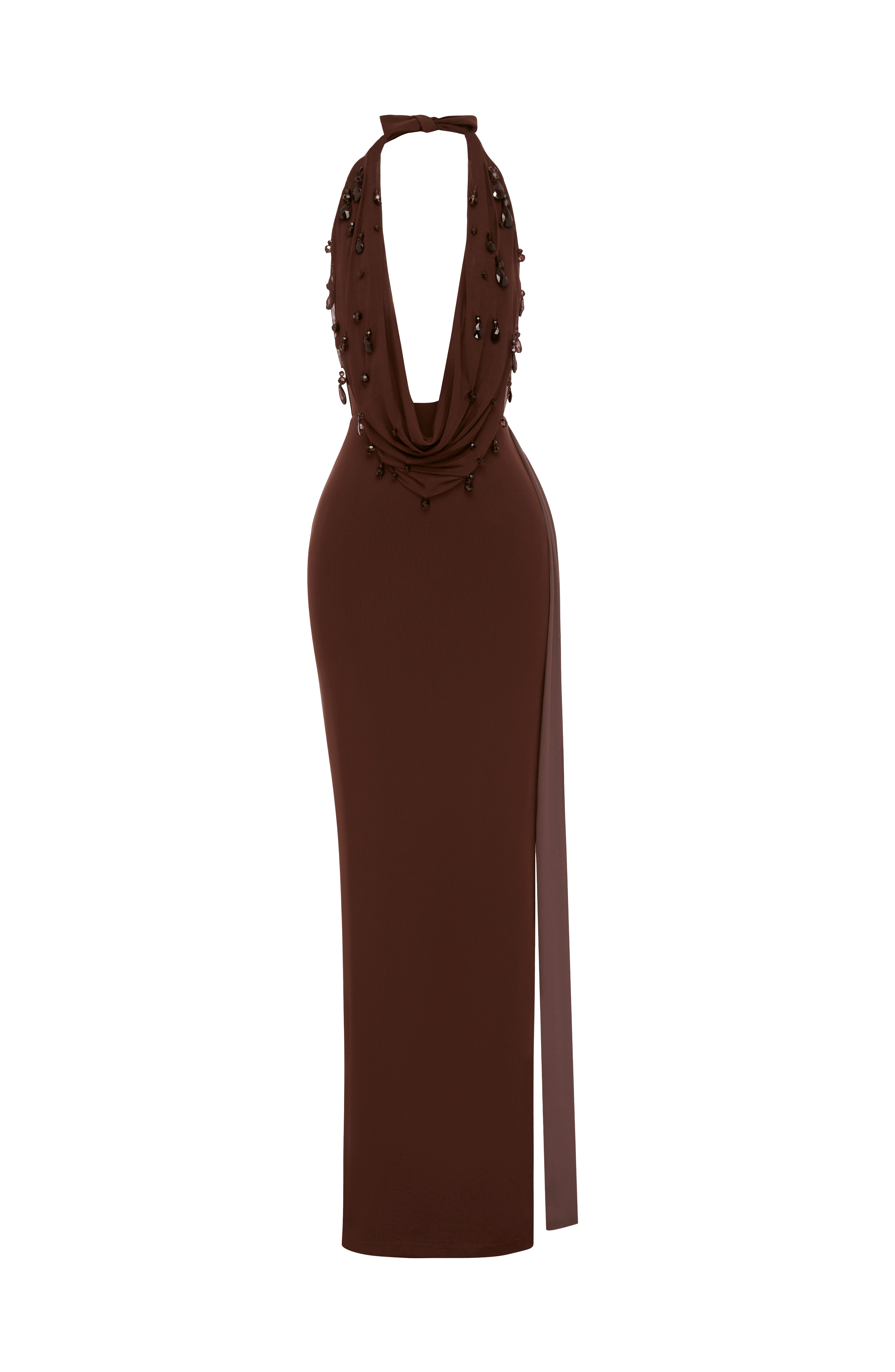 Flourenne Fabiana Maxi Dress in Plum Brown