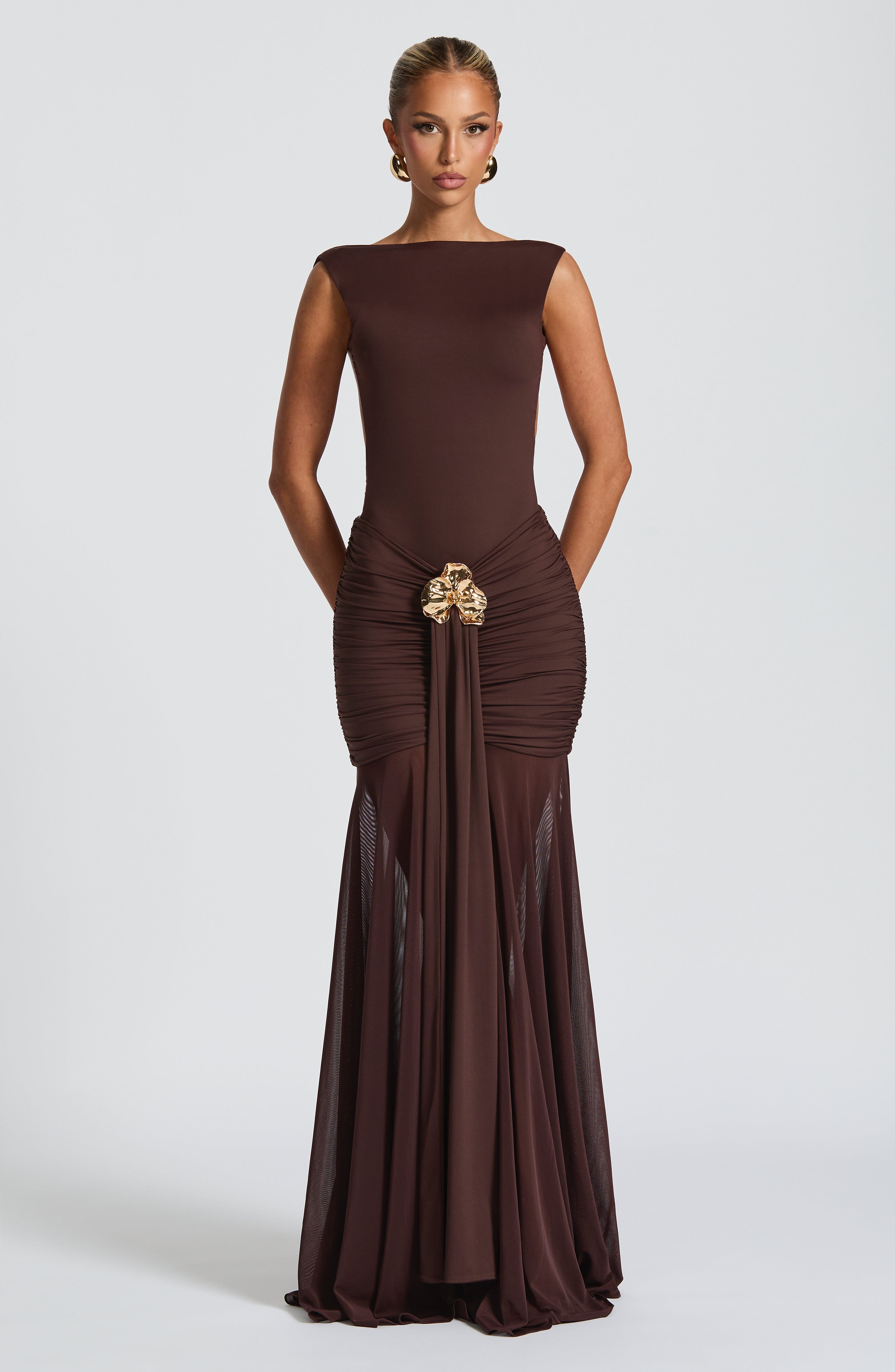 Flourenne Faelyn Maxi Skirt in Plum Brown