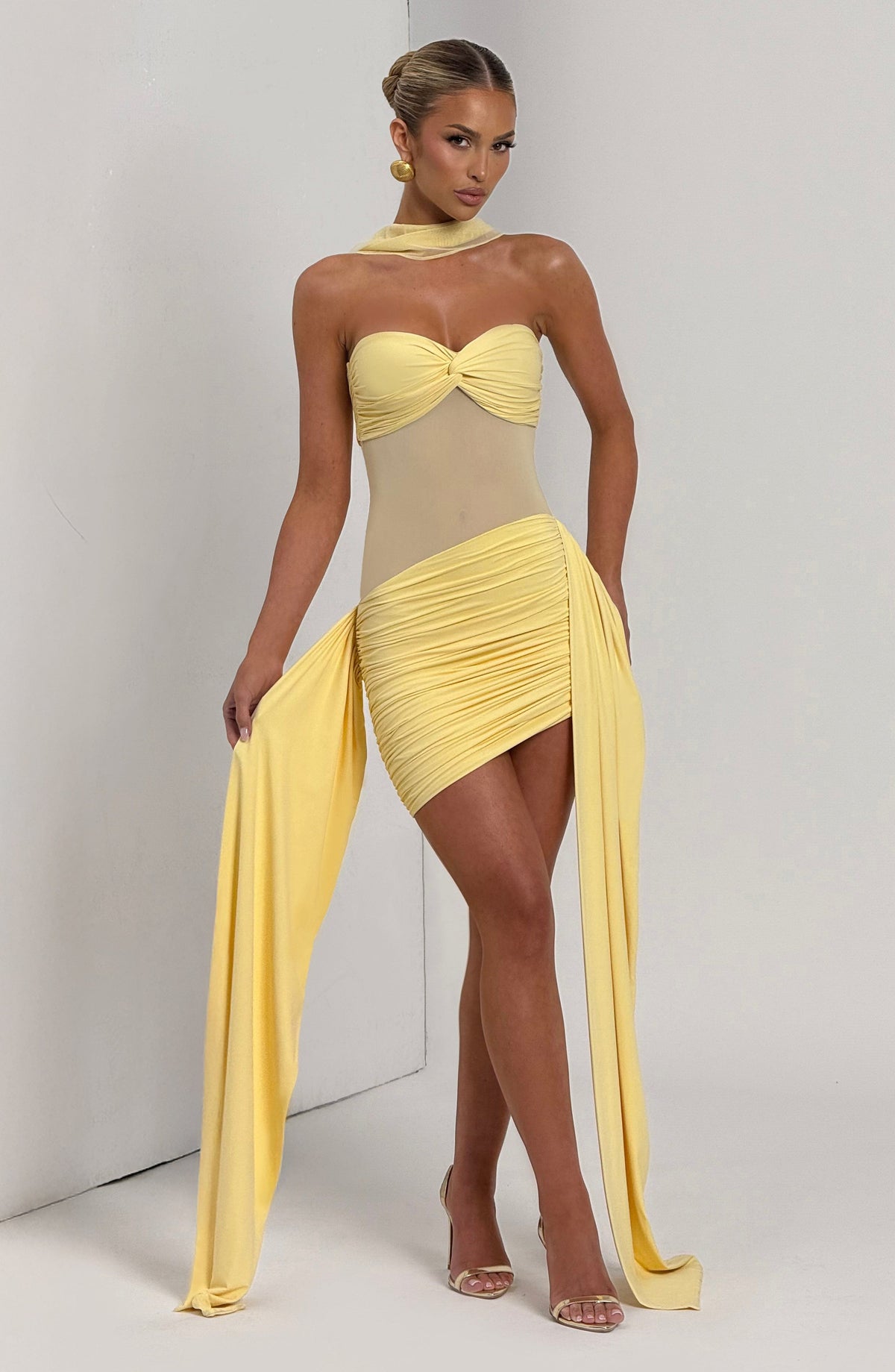 Flourenne Fionella Mini Dress in Lemon