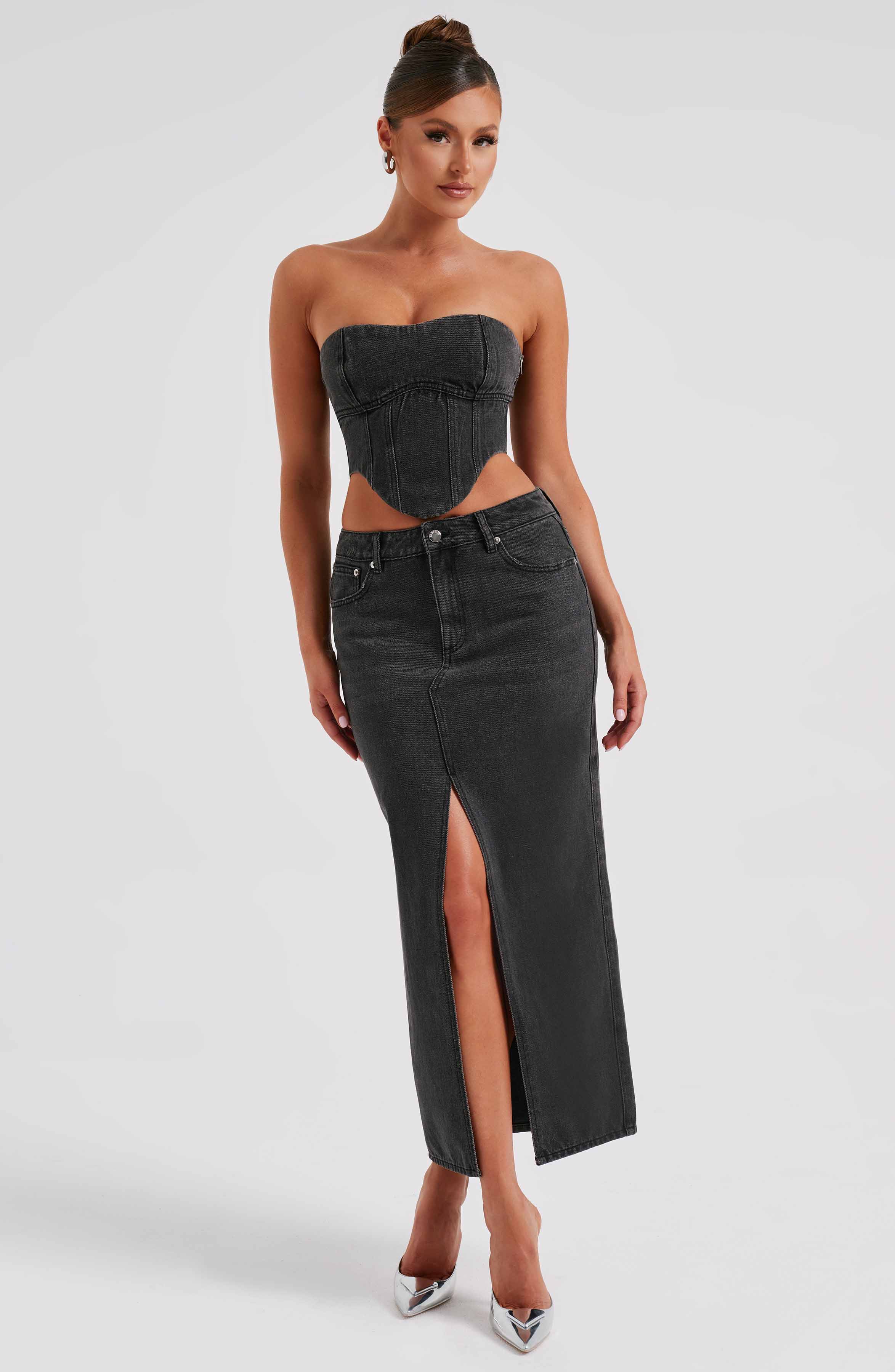Flourenne Flora Maxi Skirt in Black