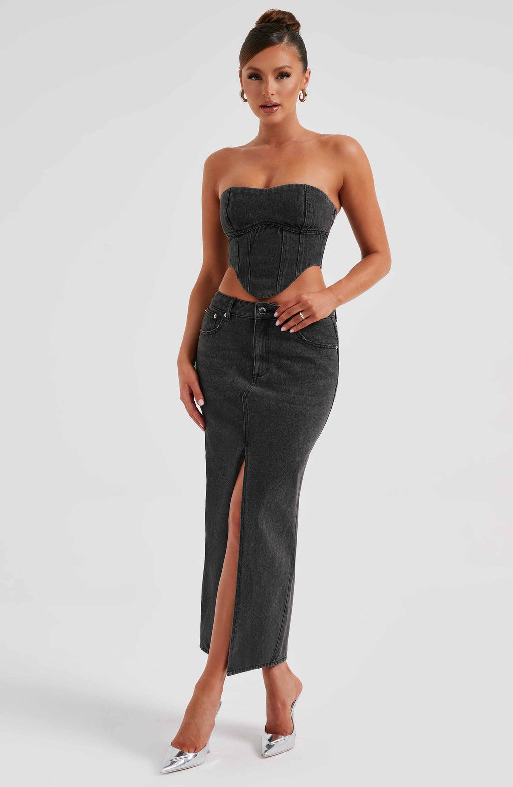 Flourenne Flora Maxi Skirt in Black