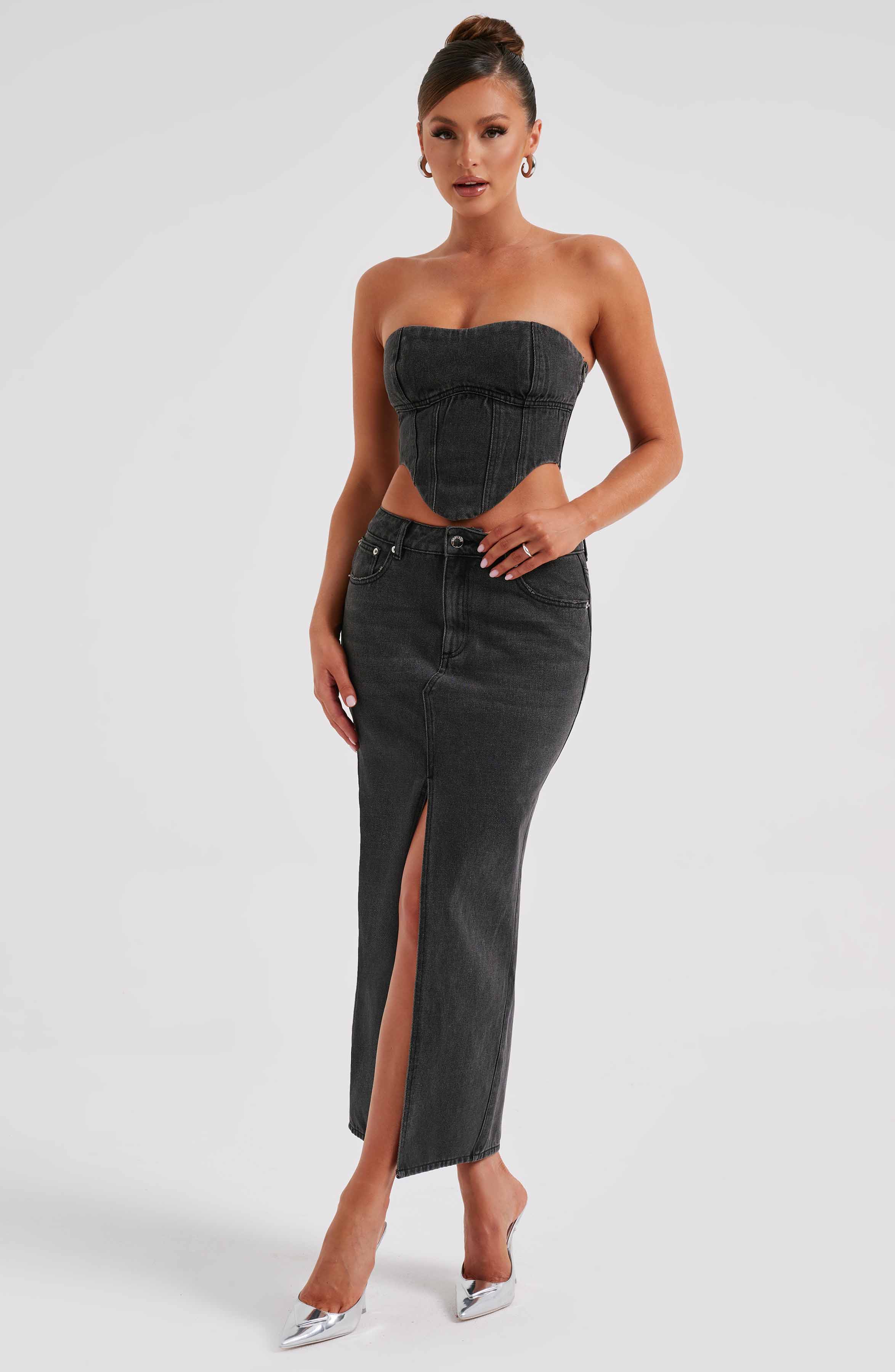 Flourenne Flora Maxi Skirt in Black