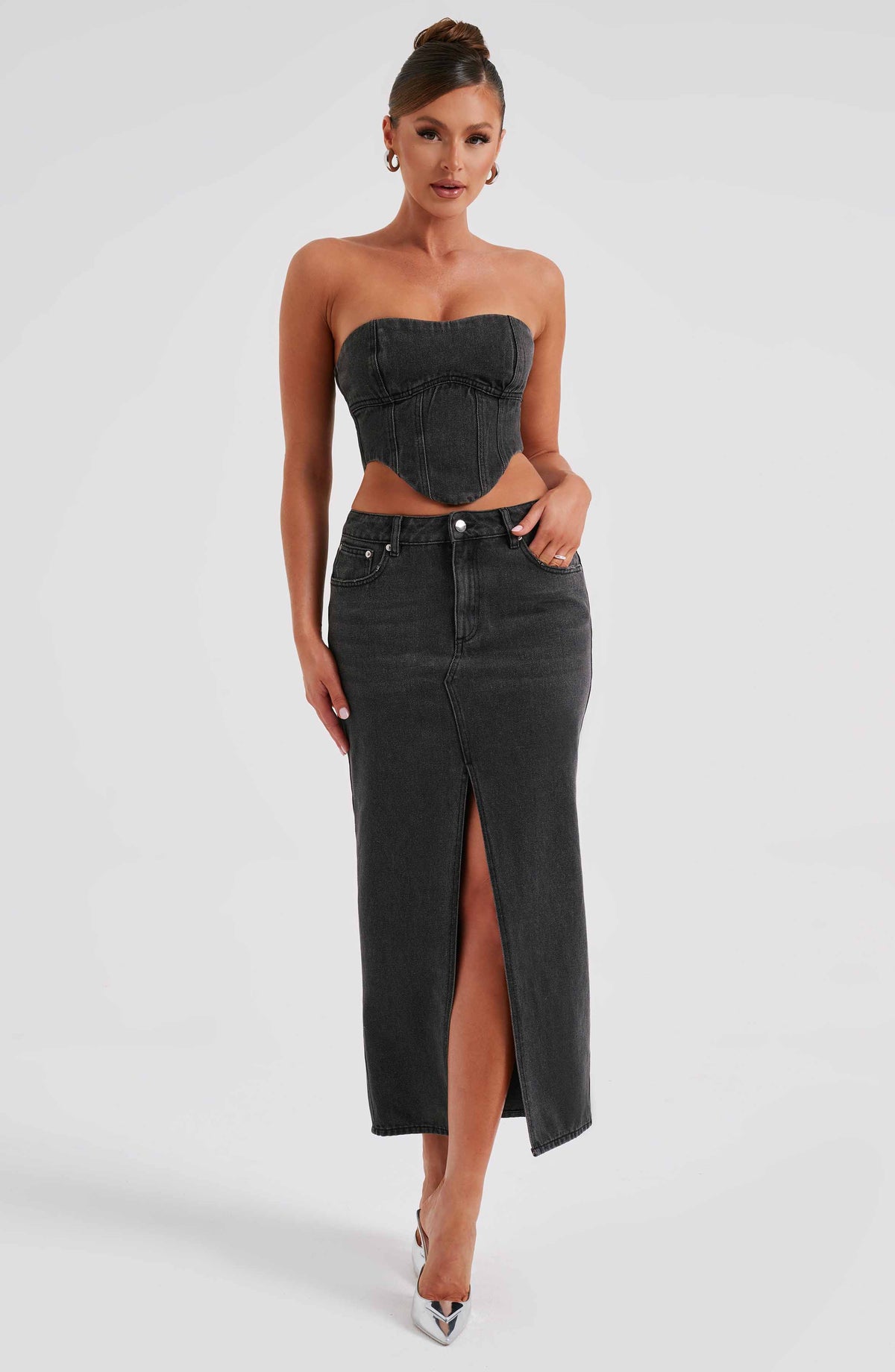 Flourenne Flora Maxi Skirt in Black