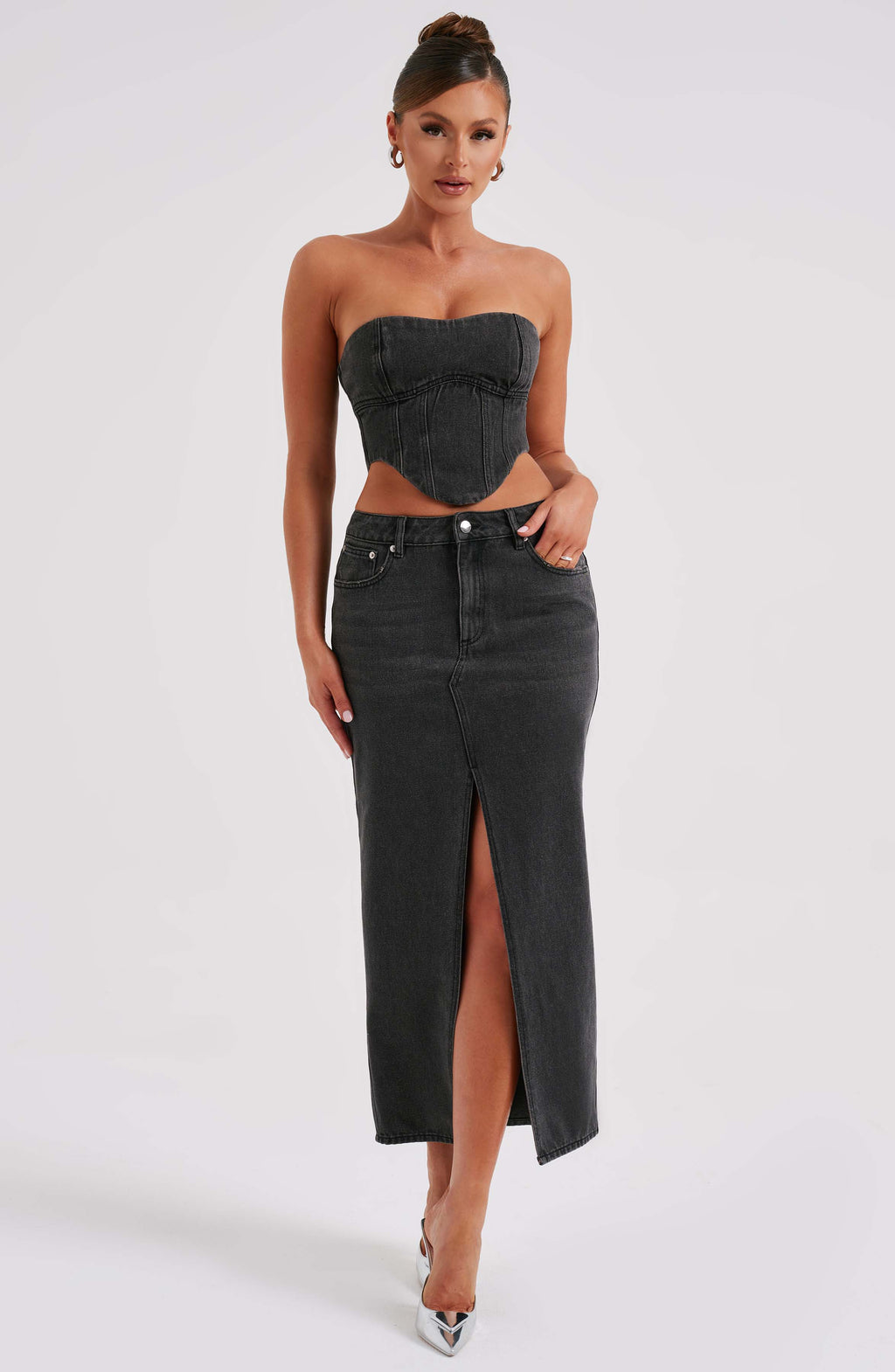 Flourenne Flora Maxi Skirt in Black
