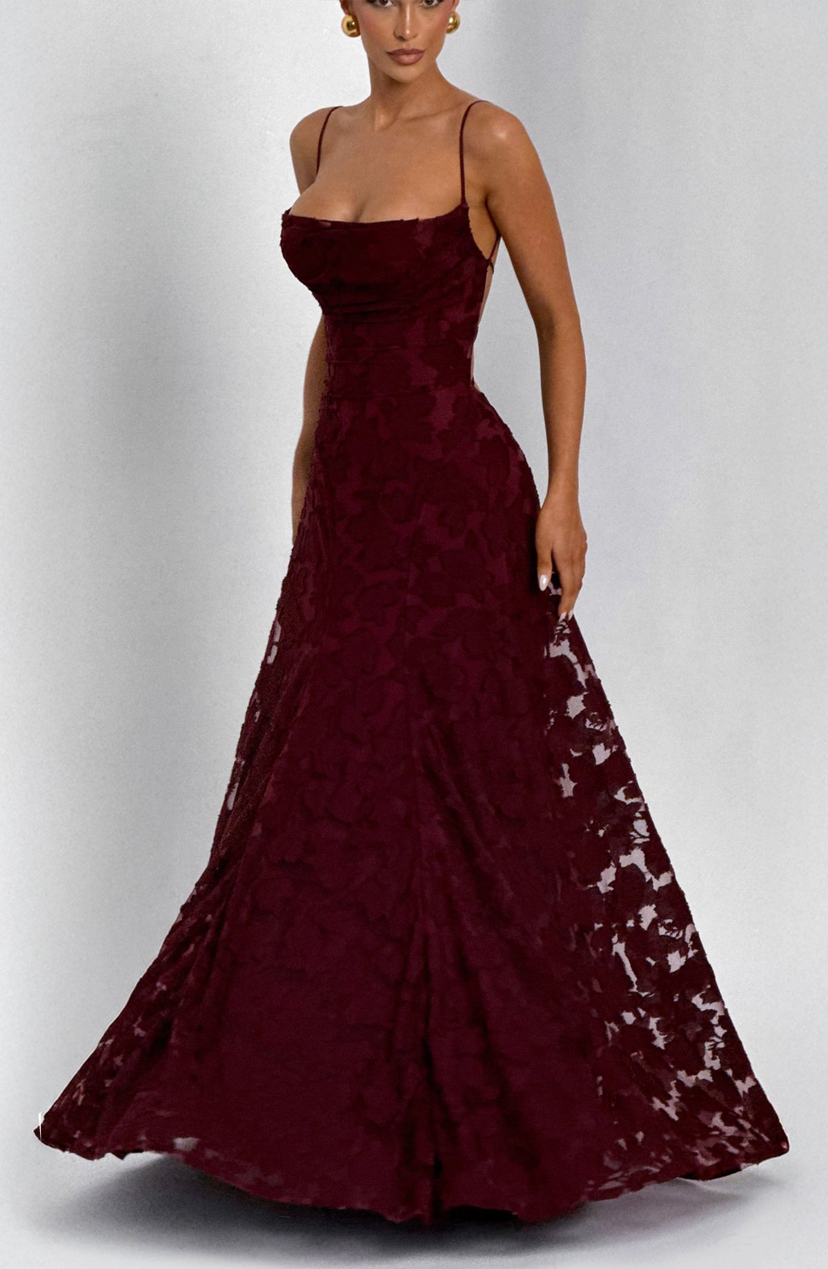 Flourenne Francine Maxi Dress in Cherry Lacquer