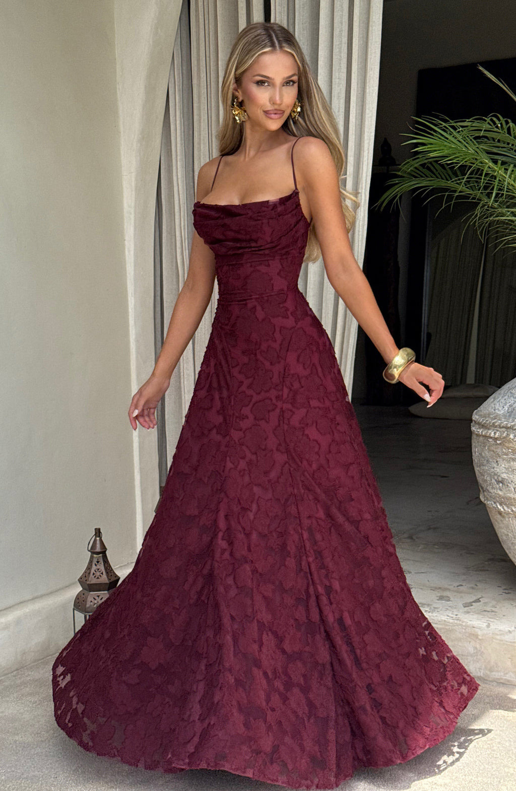 Flourenne Francine Maxi Dress in Cherry Lacquer