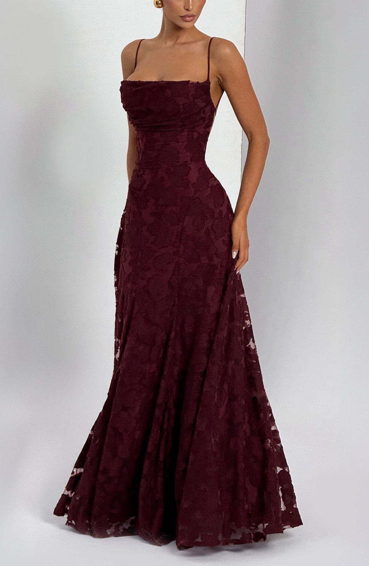 Flourenne Francine Maxi Dress in Cherry Lacquer