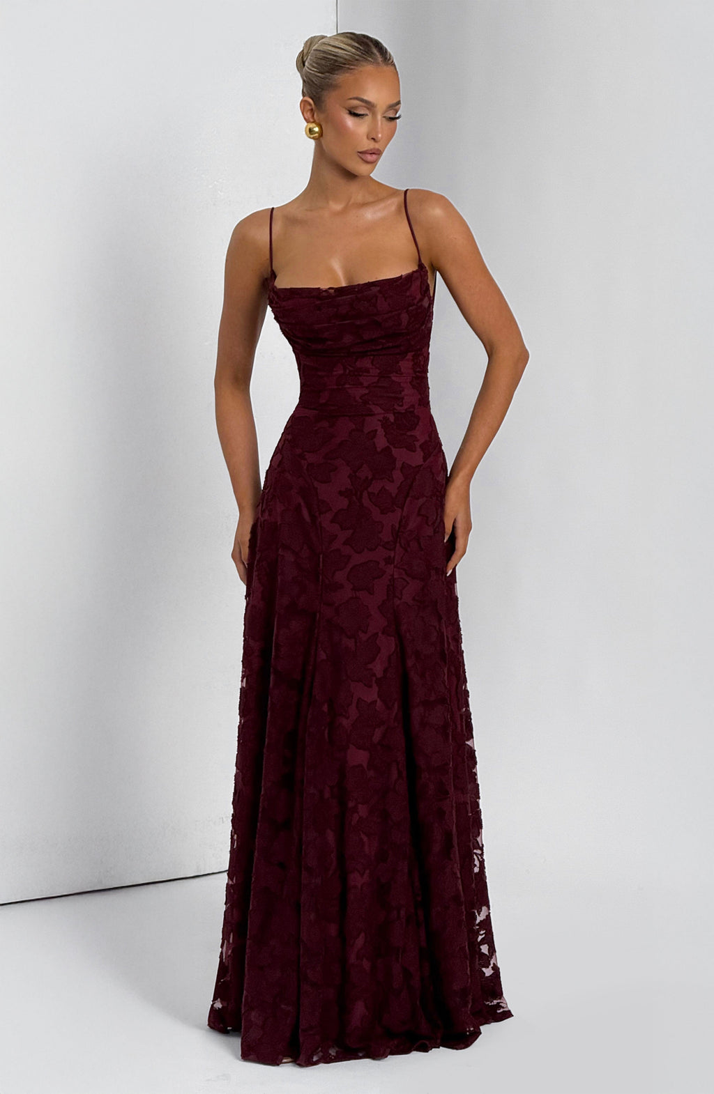 Flourenne Francine Maxi Dress in Cherry Lacquer