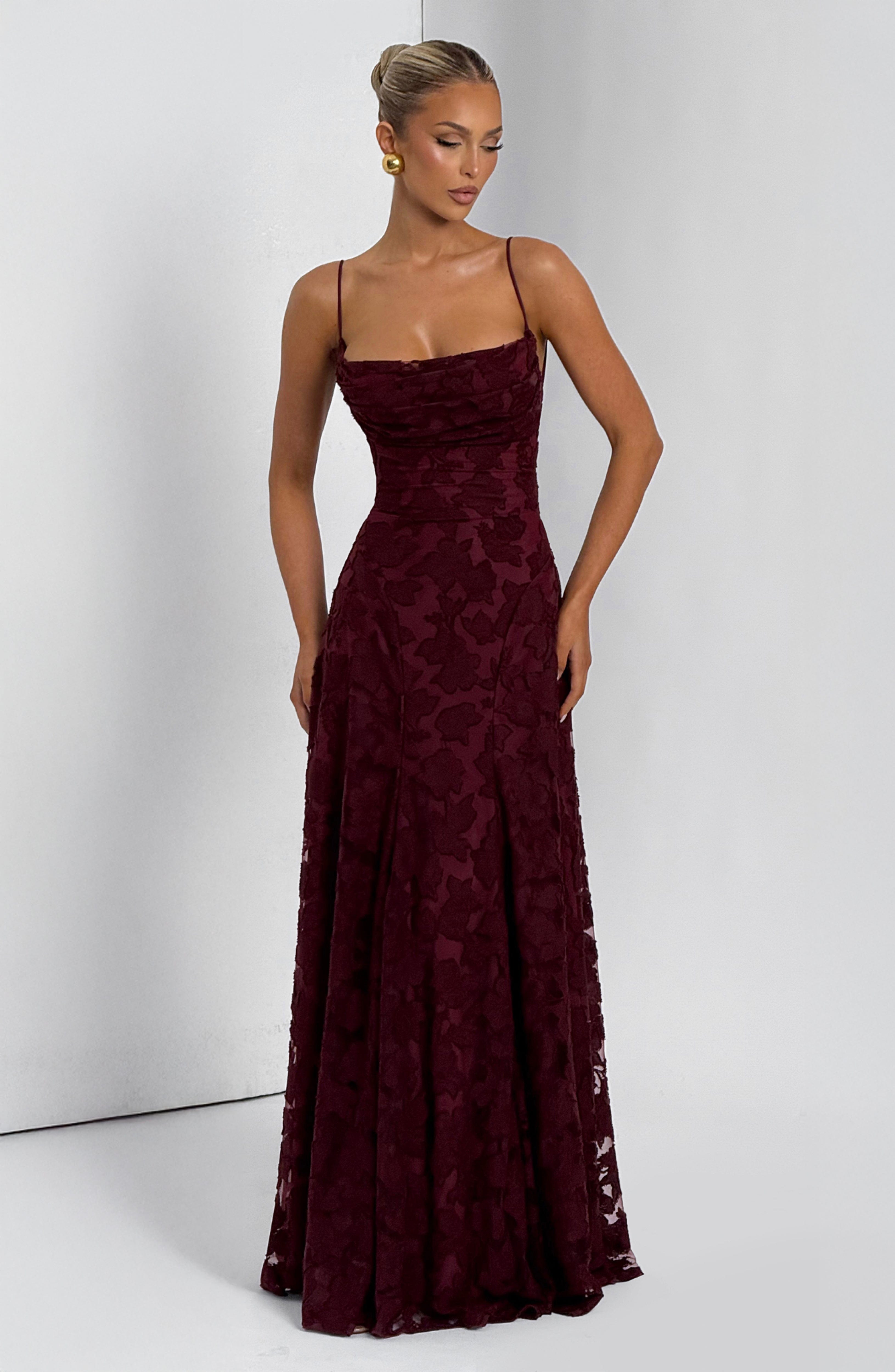 Flourenne Francine Maxi Dress in Cherry Lacquer