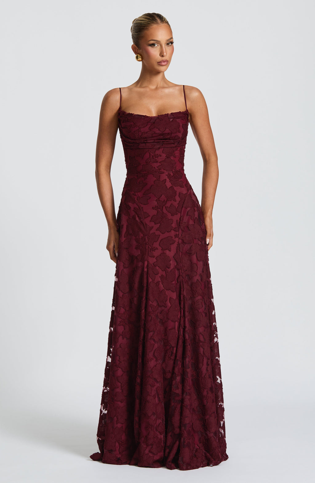 Flourenne Francine Maxi Dress in Cherry Lacquer