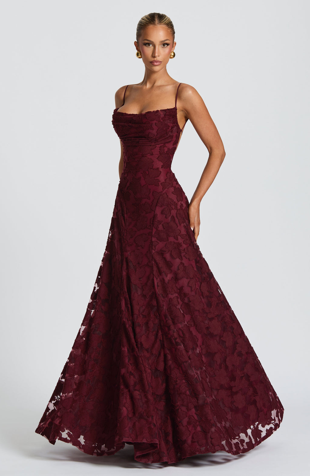 Flourenne Francine Maxi Dress in Cherry Lacquer